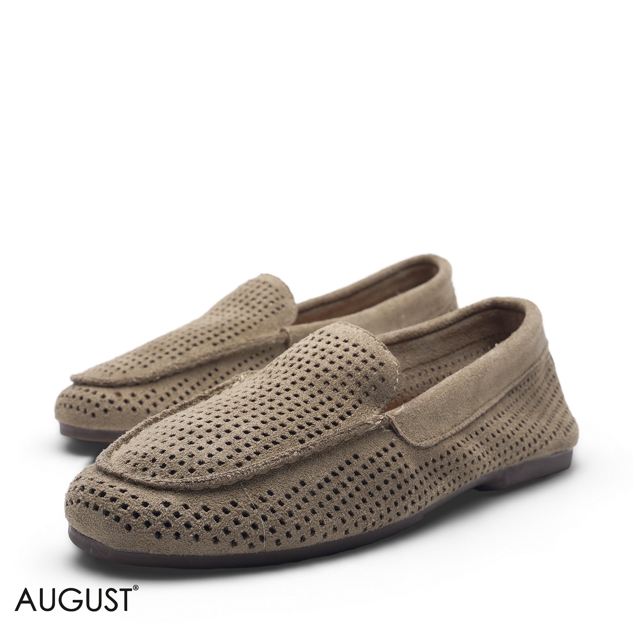 OLIVE SUEDE CASUAL SLIP-ON LOAFERS