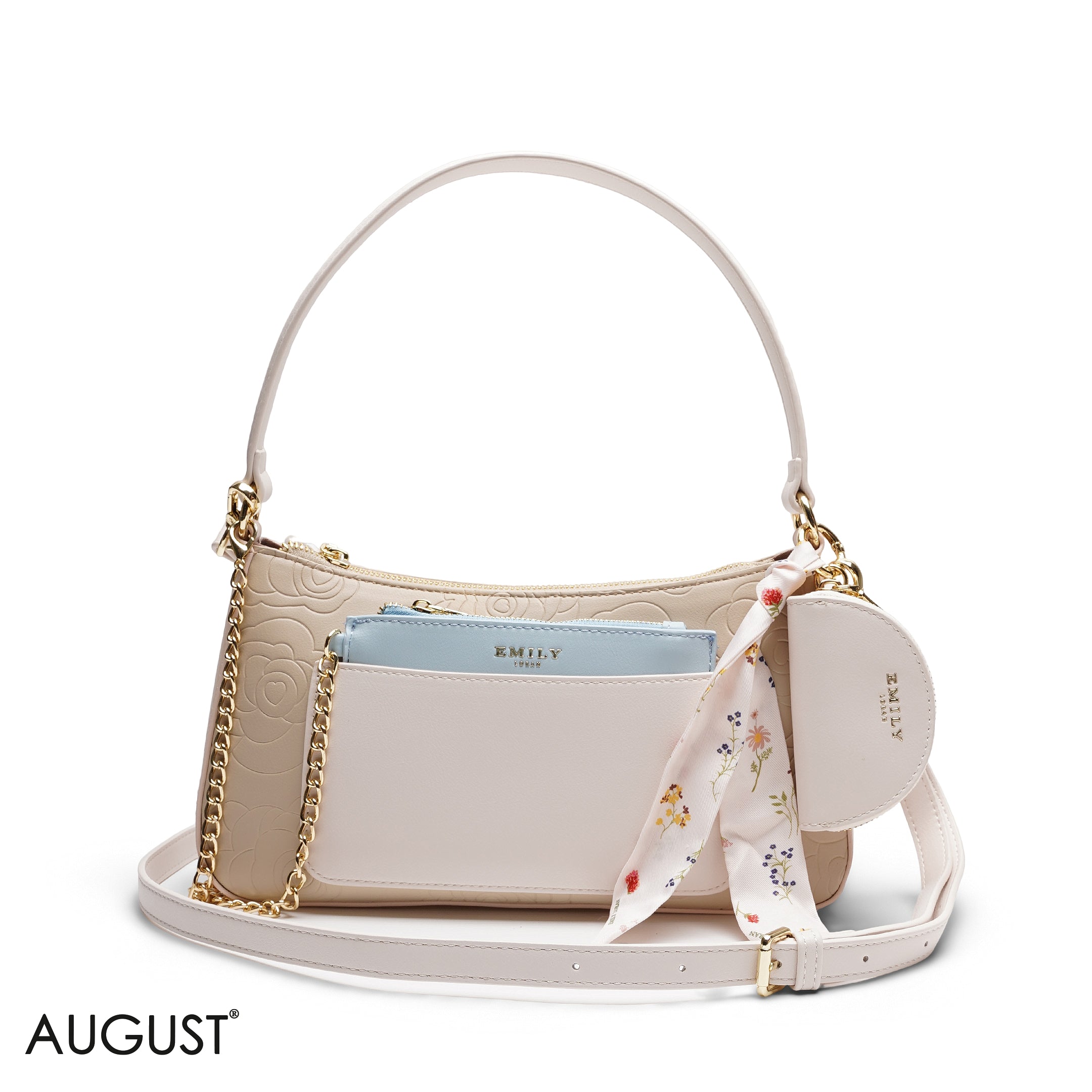 EMBOSSED MULTI-POUCH SHOULDER BAG SET