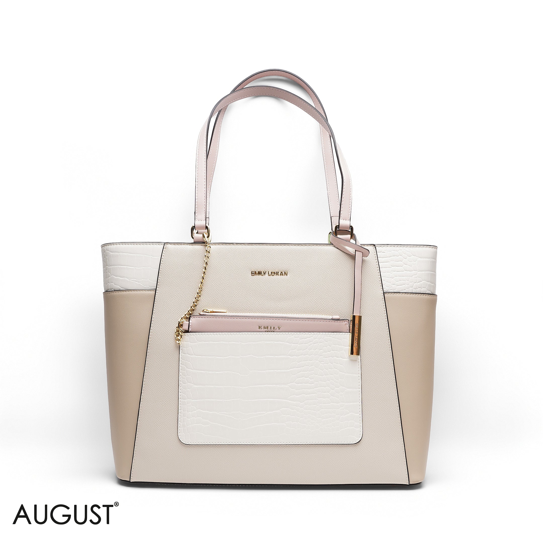 MIXED-TEXTURE PANELLED TOTE SET