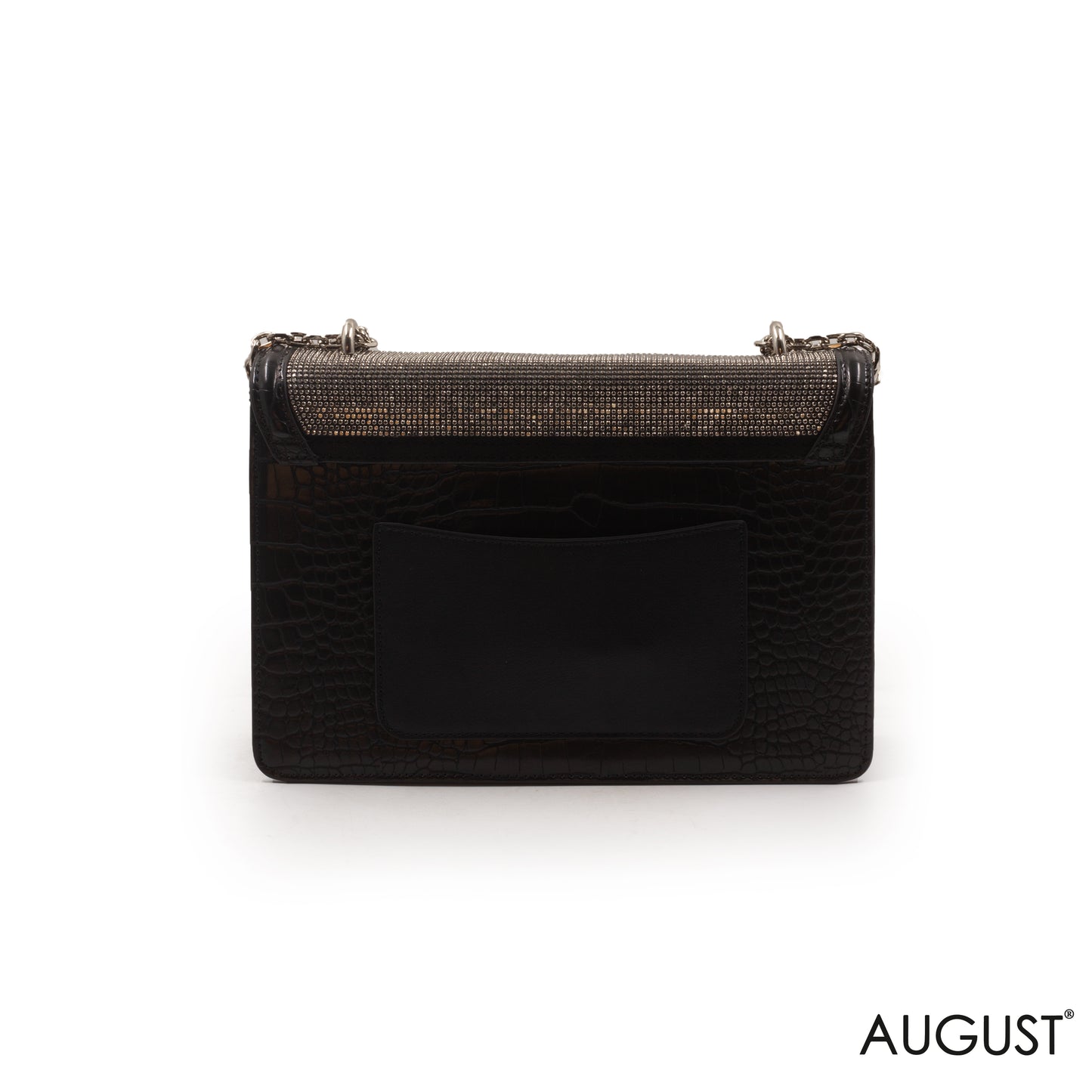 EVENING SHINY BLACK SHOULDER BAG-MED