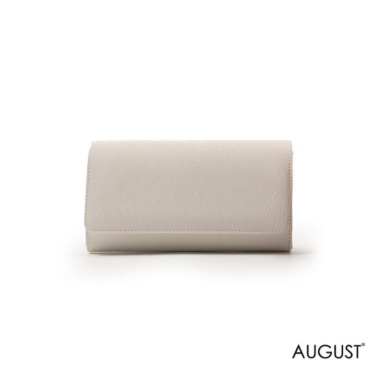 WHITE ENGRAVED LEATHER WALLET WITH FLAP
