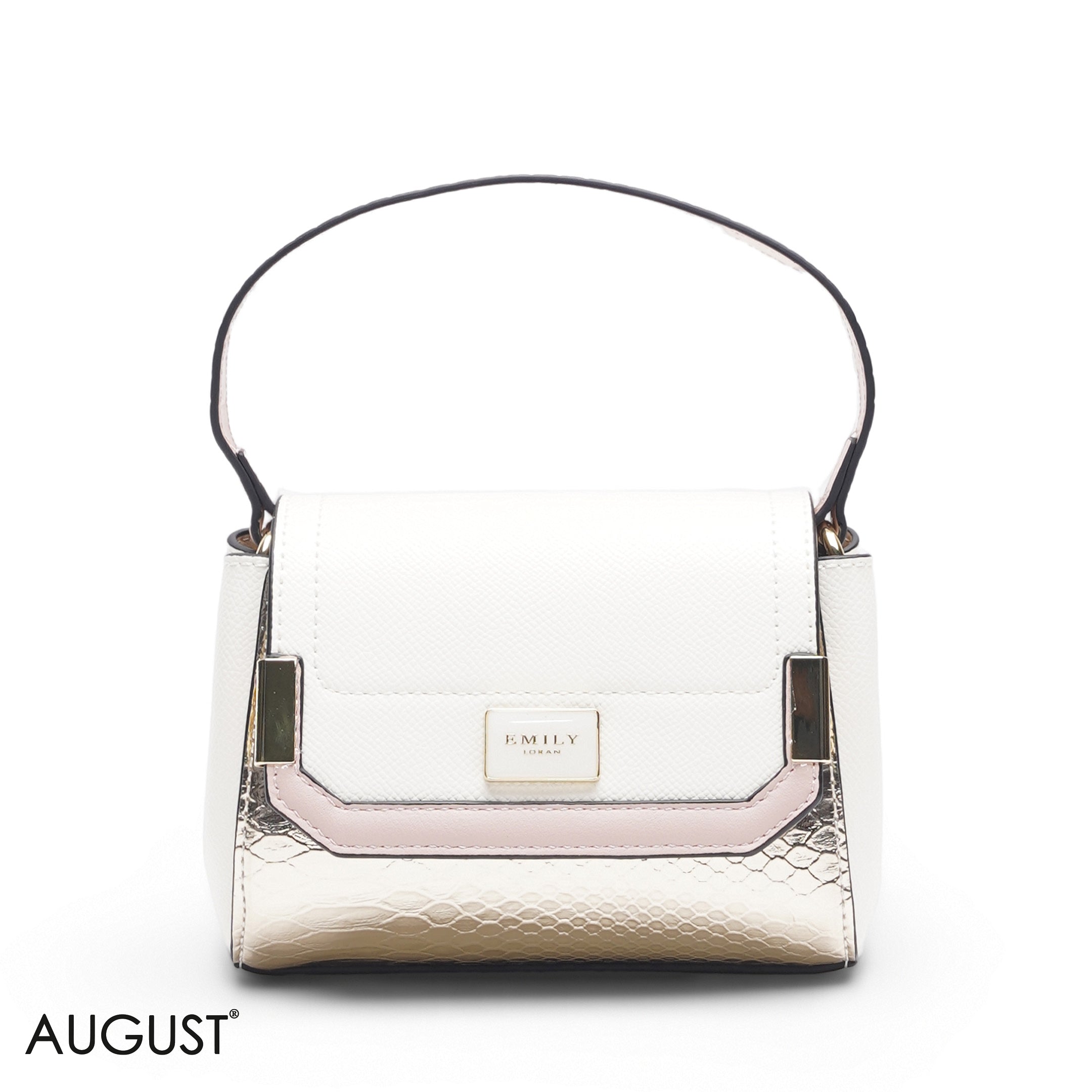 MINI WHITE SOLID FLAP BAG WITH GOLD CHAIN