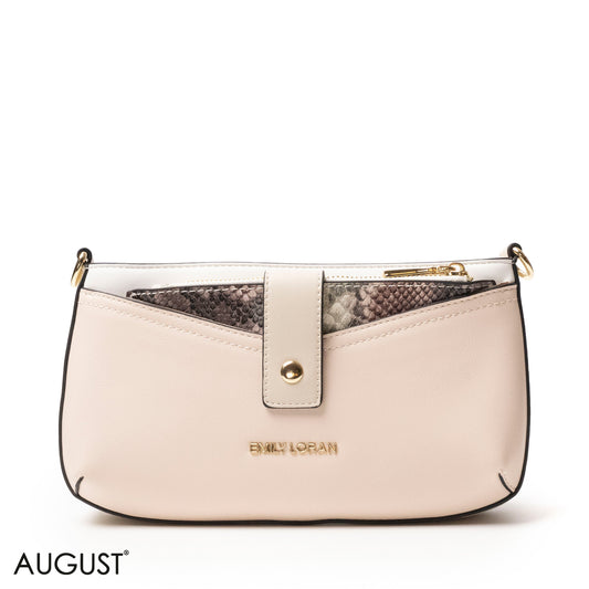 LEATHER CROSSBODY WITH SNAKESKIN PRINT- SMALL