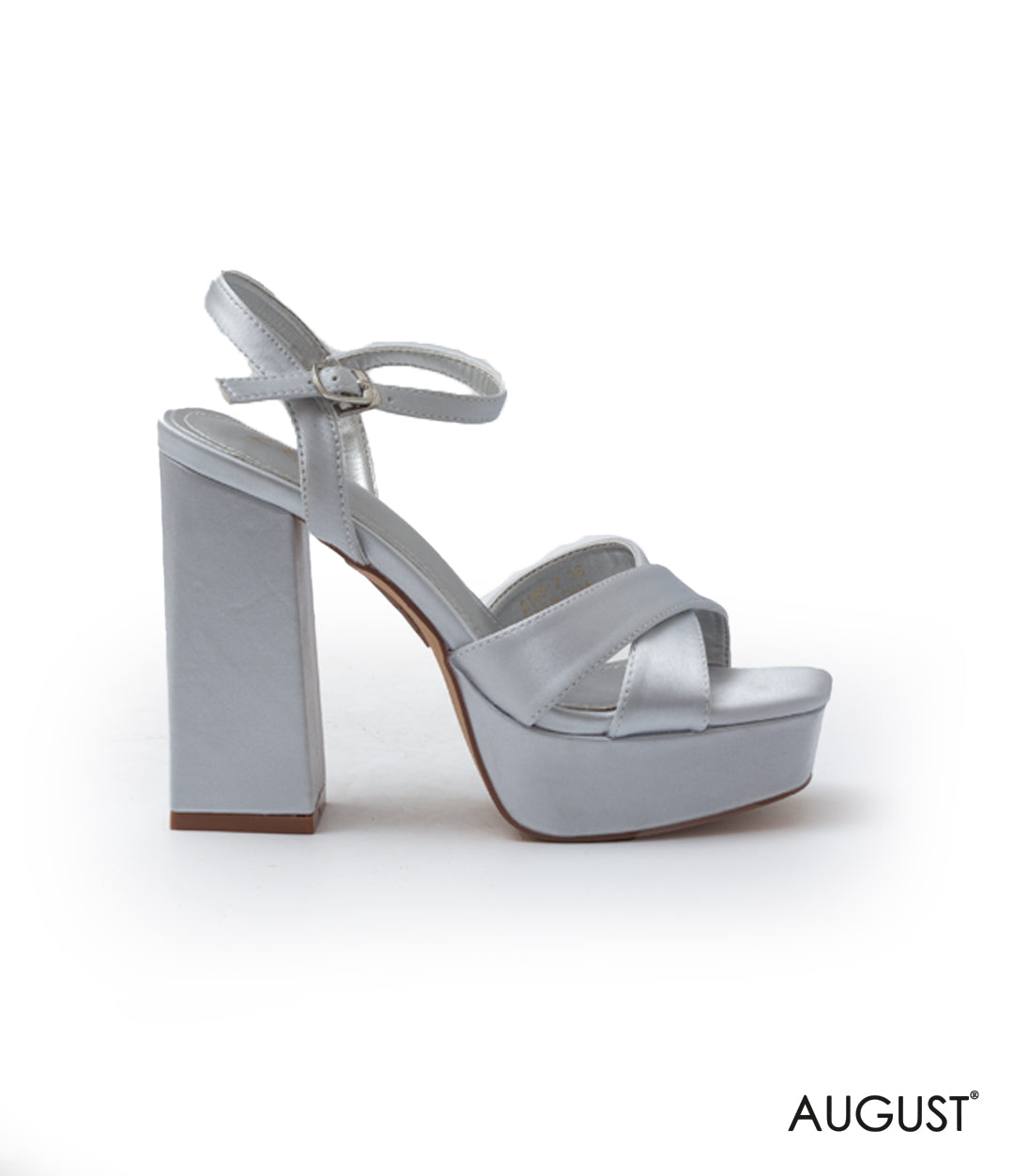 BLUE PLATFORM BLOCK SANDAL WITH BUCKLE