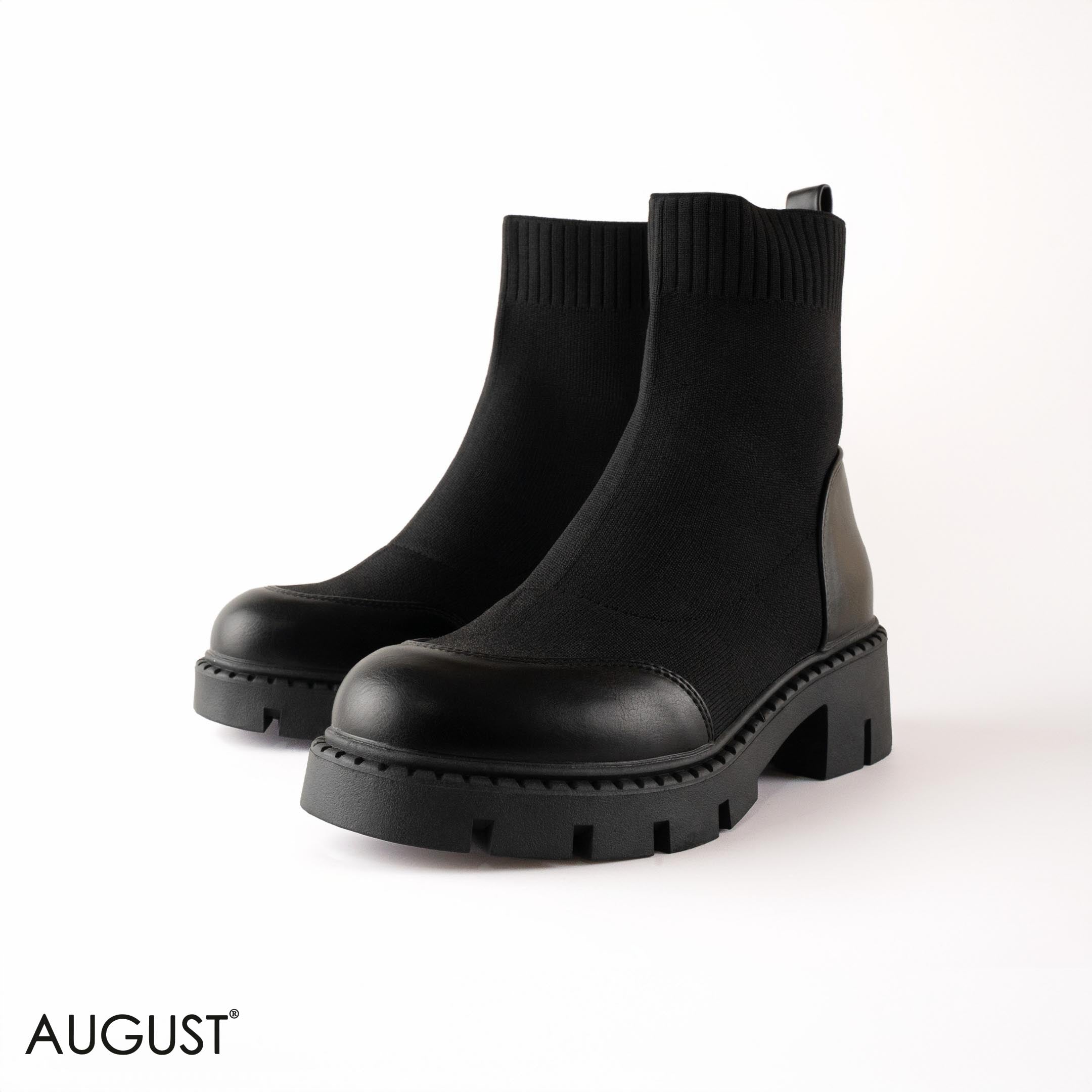 STRETCHY SOCK ANKLE BOOTS WITH CHUNKY SOLE