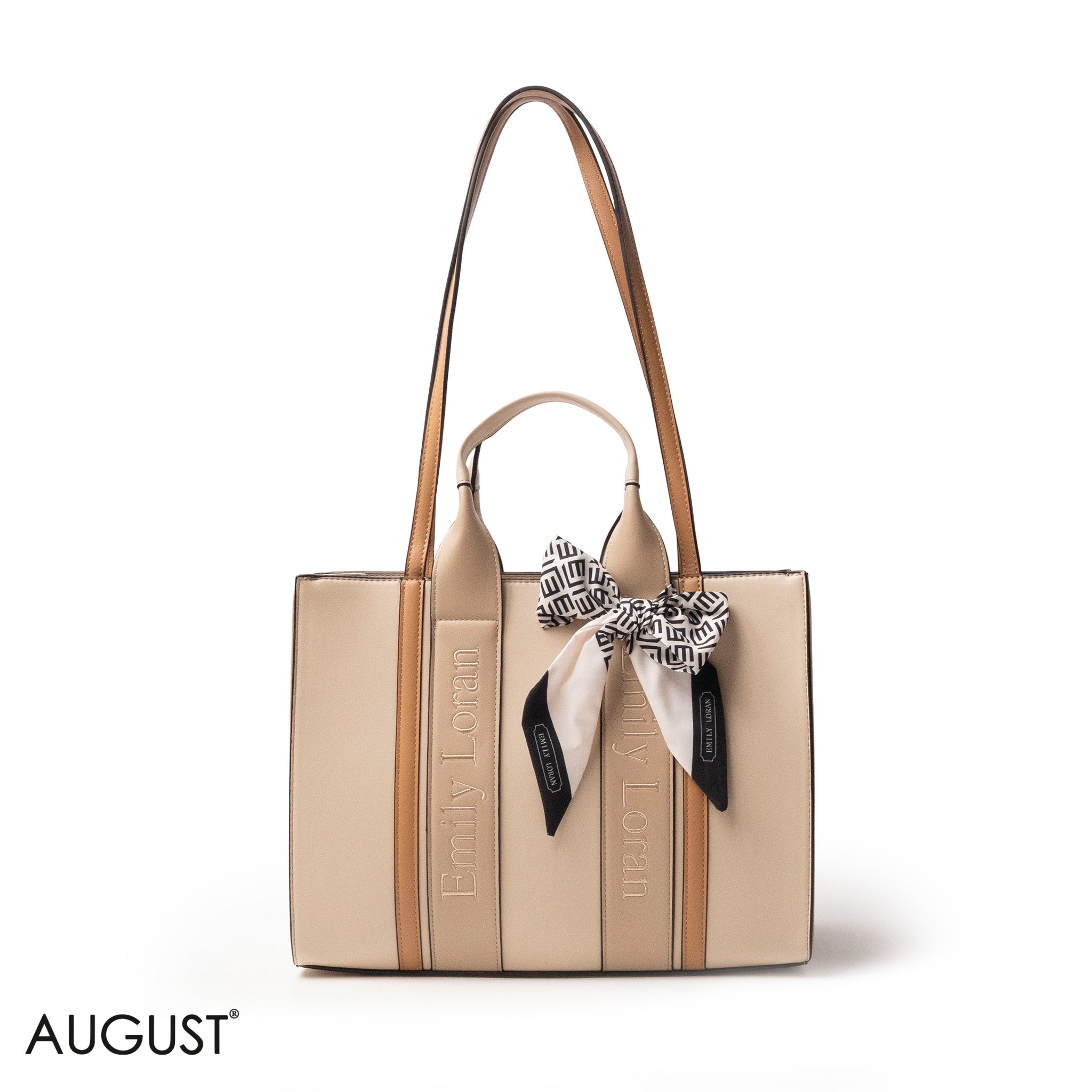 SPECIAL DESIGN LEATHER HANDBAG WITH SCARF - LARGE