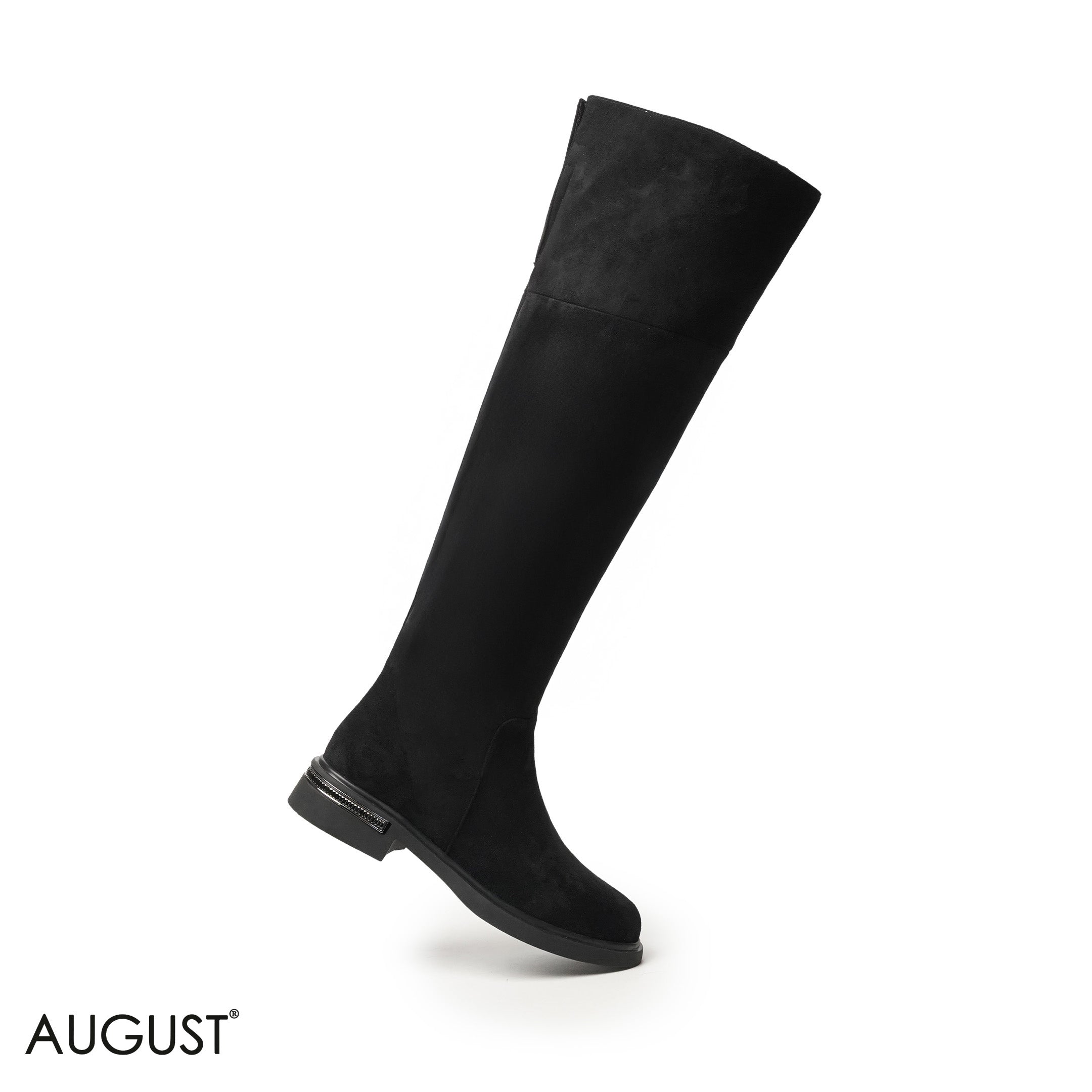 CHAMOIS LEATHER KNEE-HIGH BOOTS WITH SIDE ZIPPER