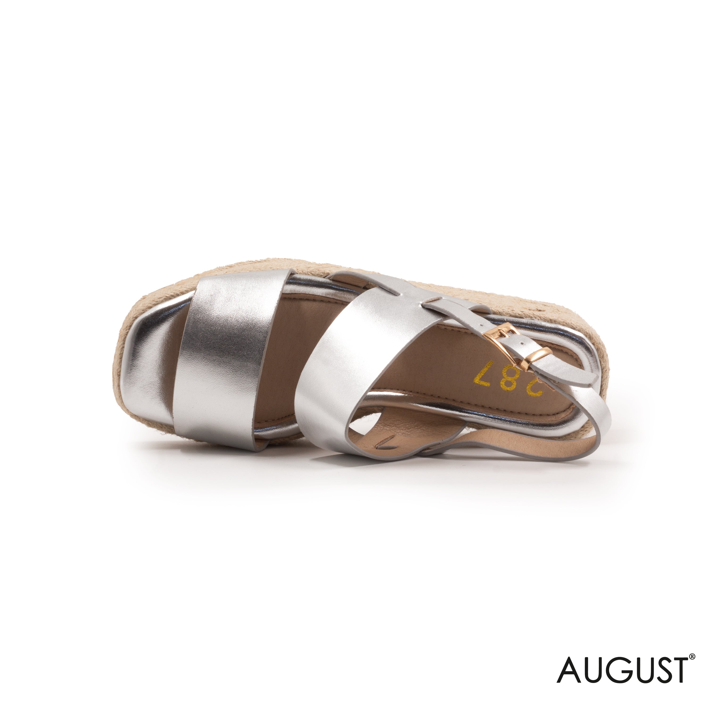 METALLIC STRAPPY SANDALS WITH WEDGE SOLE