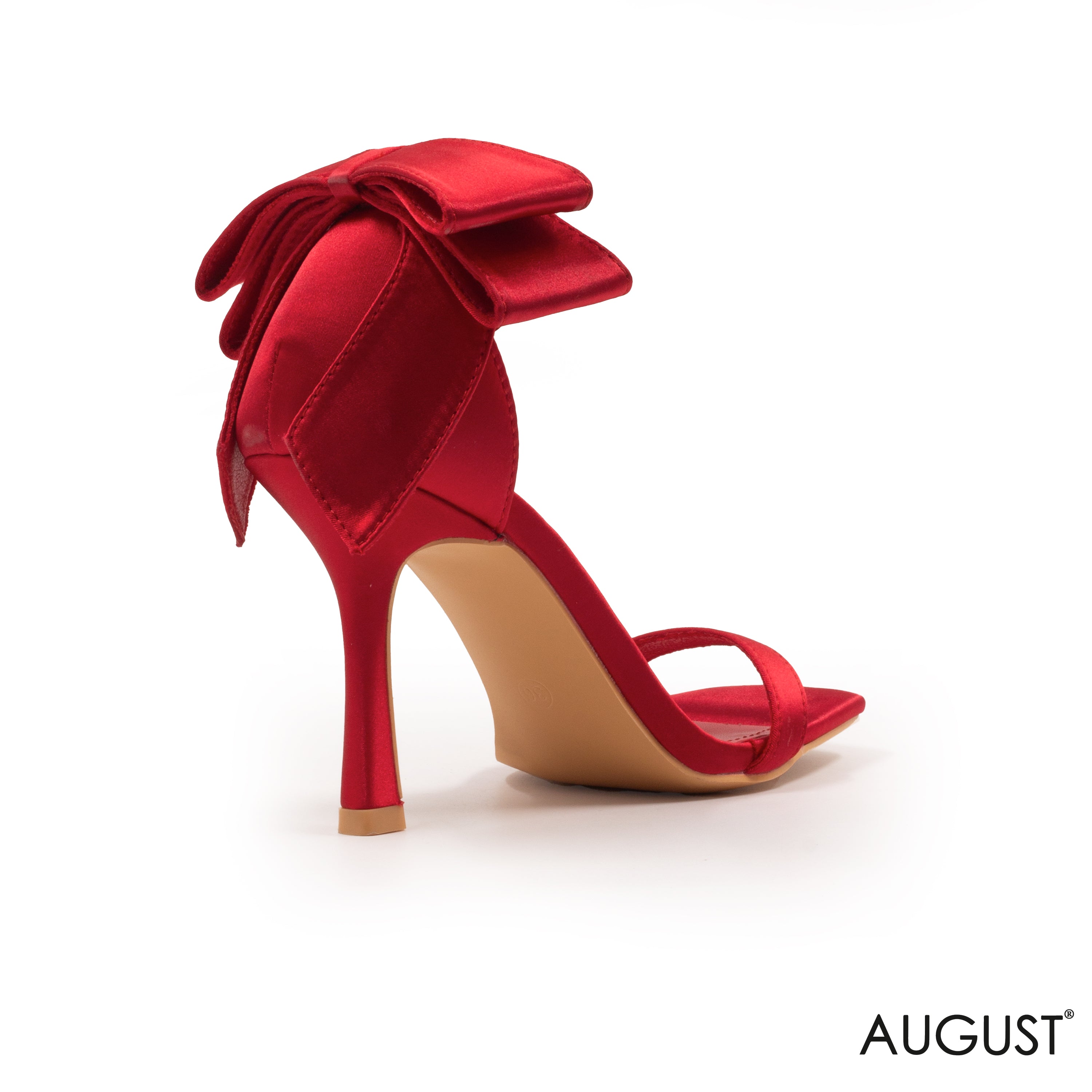 SATIN HEELED SANDALS WITH BOW ANKLE STRAP