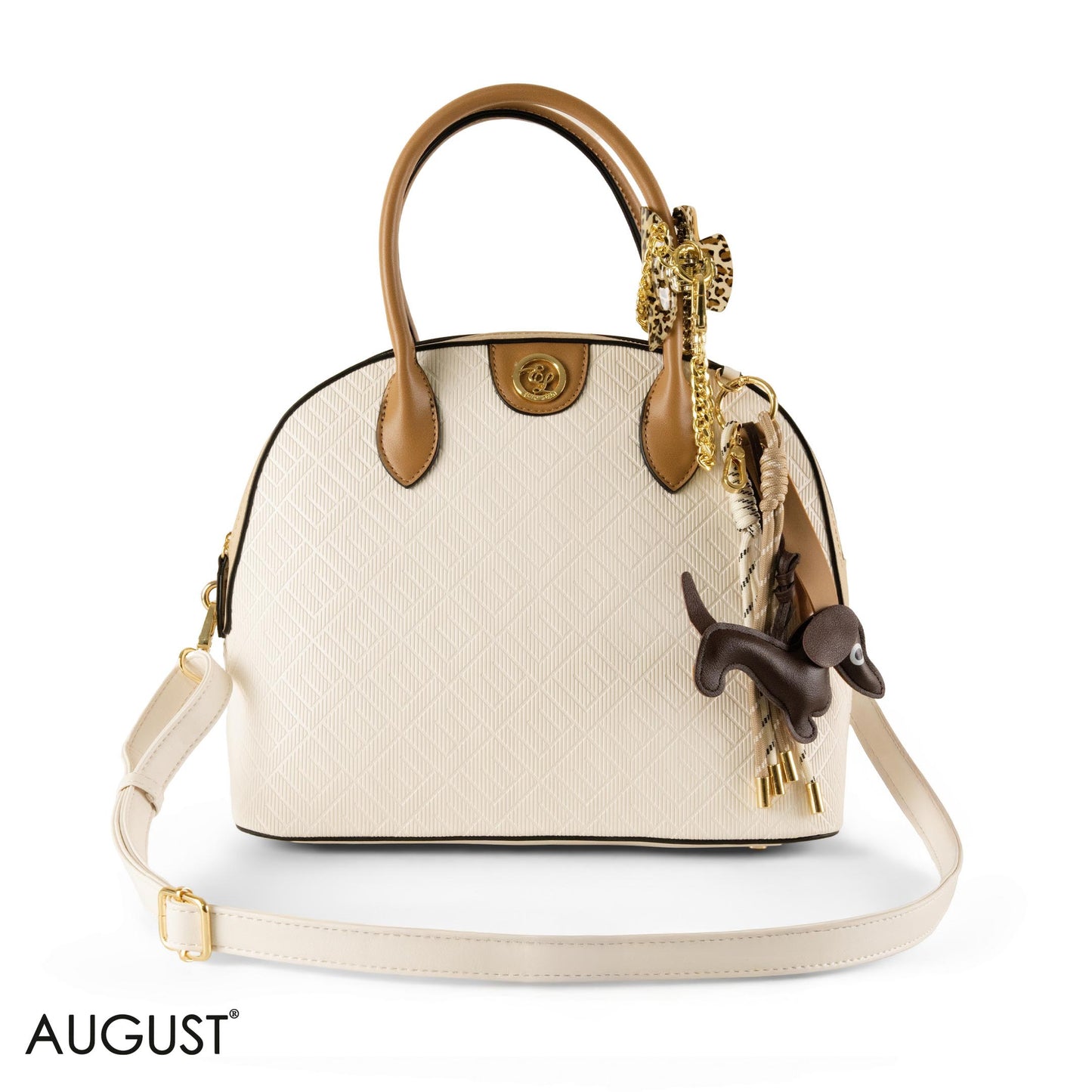 EMILY LORAN EMBOSSED LEATHER HANDBAG WITH ACCESSORIES - LARGE