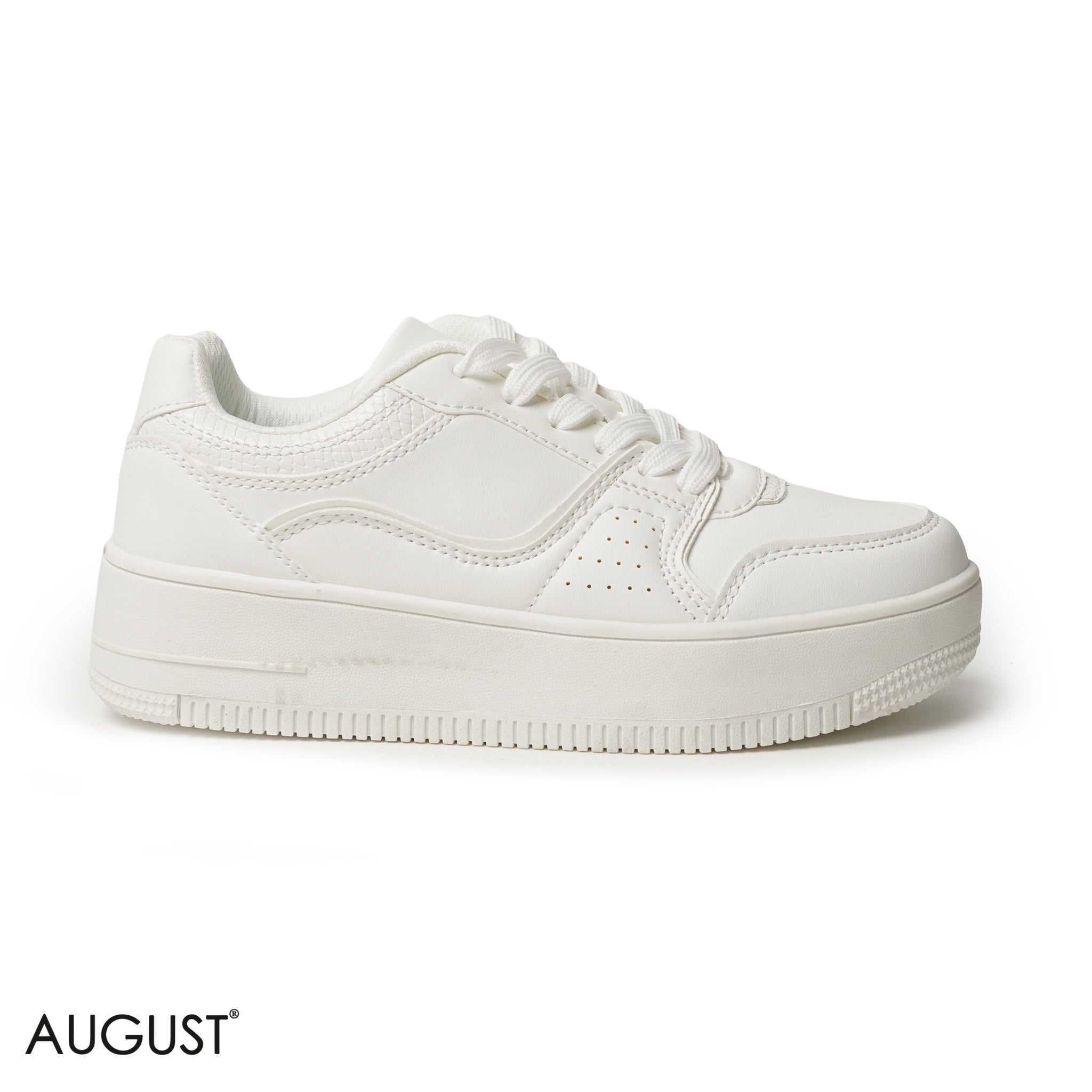 WHITE LEATHER SNEAKERS WITH THICK SOLE