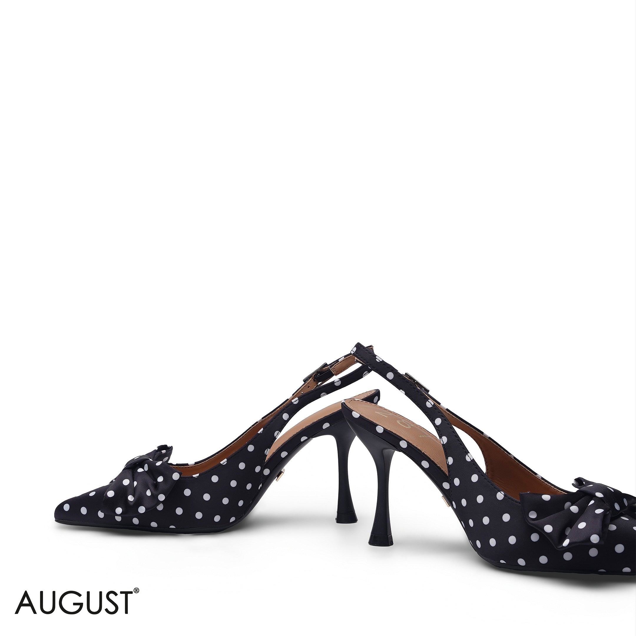 BLACK & WHITE POLKA DOT BOW SLINGBACK