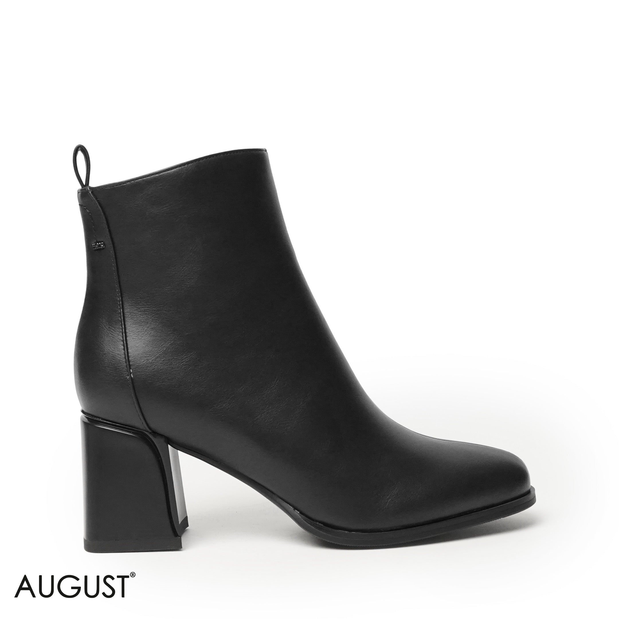 SMOOTH LEATHER HEELED BOOTS WITH SIDE ZIPPER