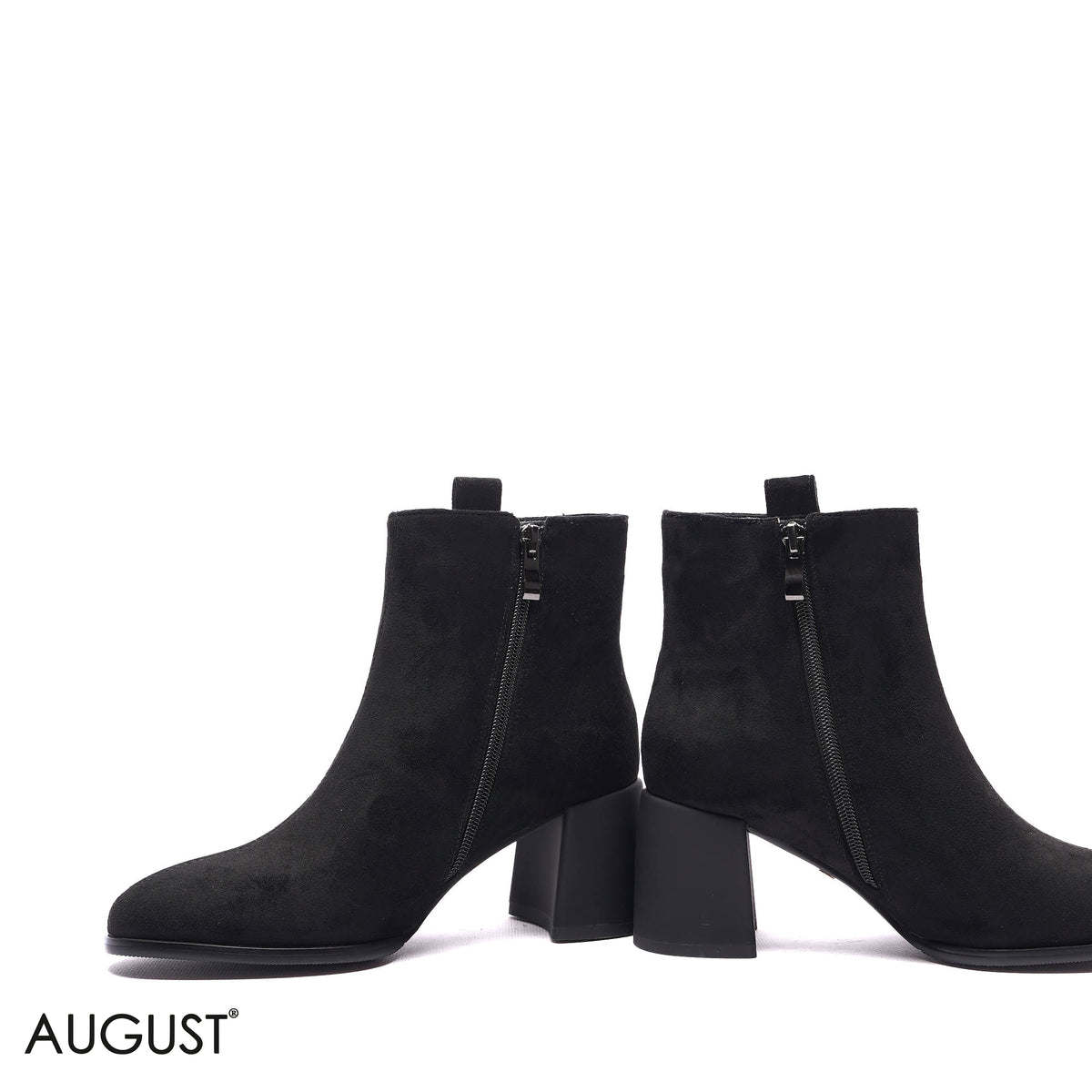 SIDE-ZIP SUEDE BLOCK HEEL BOOTS
