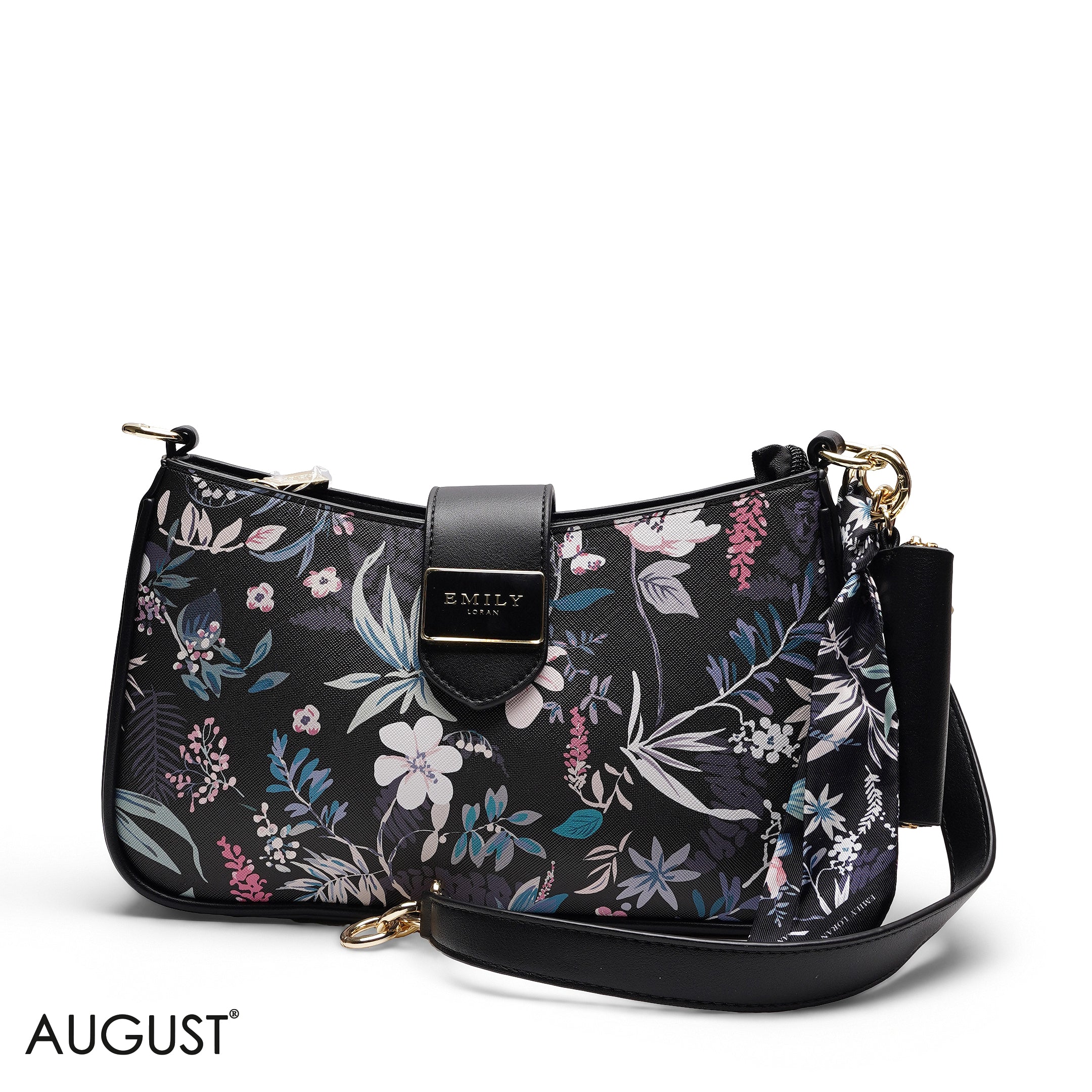 TEXTURED SHOULDER BAG WITH POUCH AND SCARF
