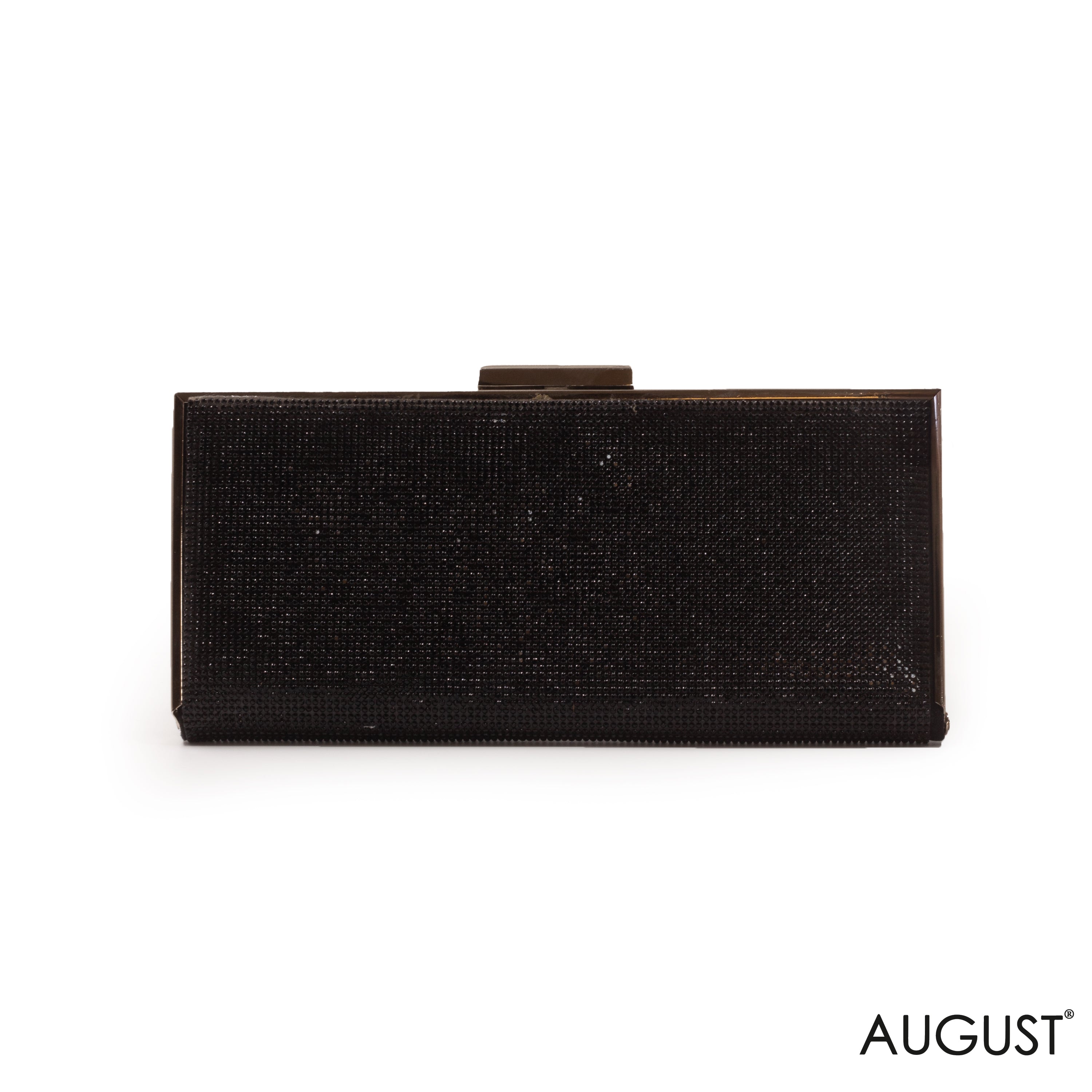 SPARKLY BEADED BLACK -TONED RECTANGULAR EVENING CLUTC