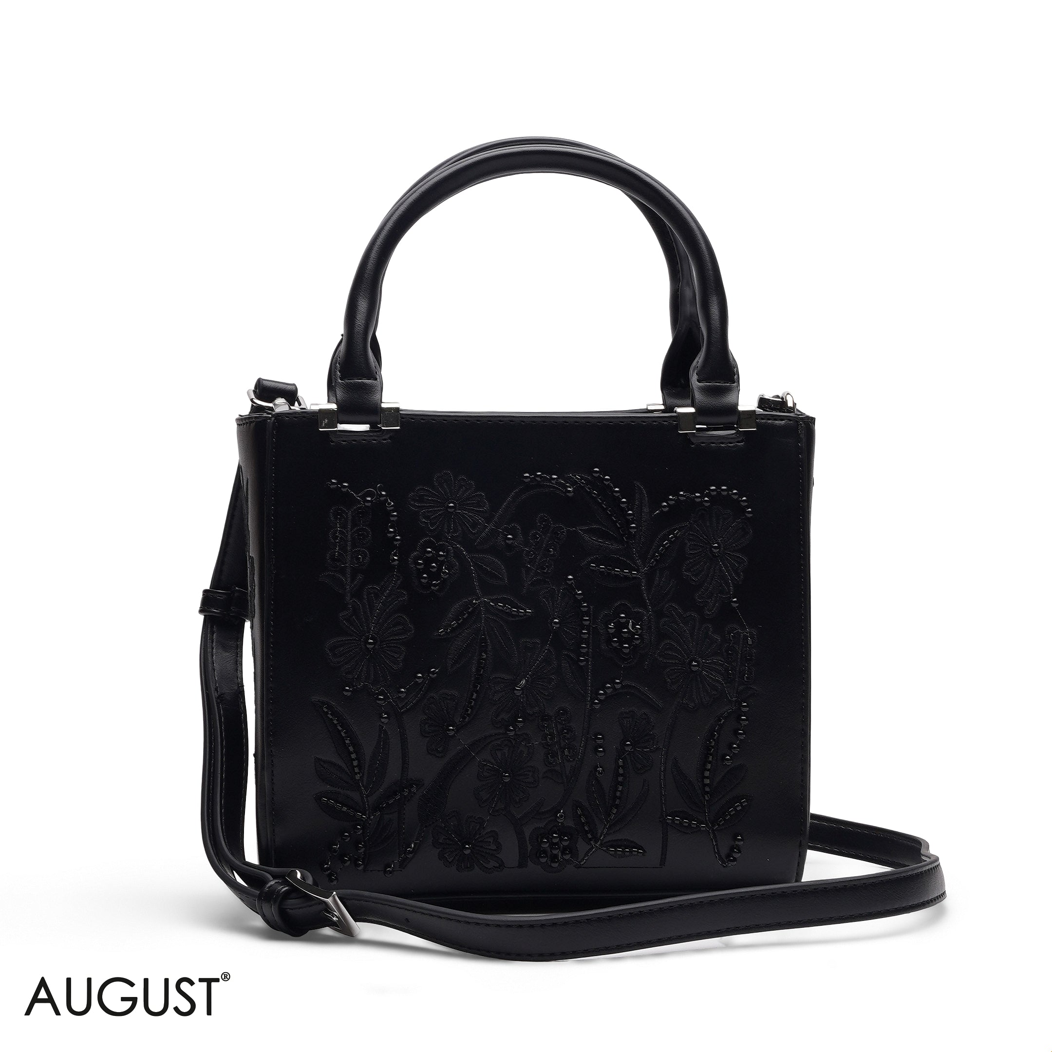 BLACK PEARL EMBROIDERED TOTE BAG