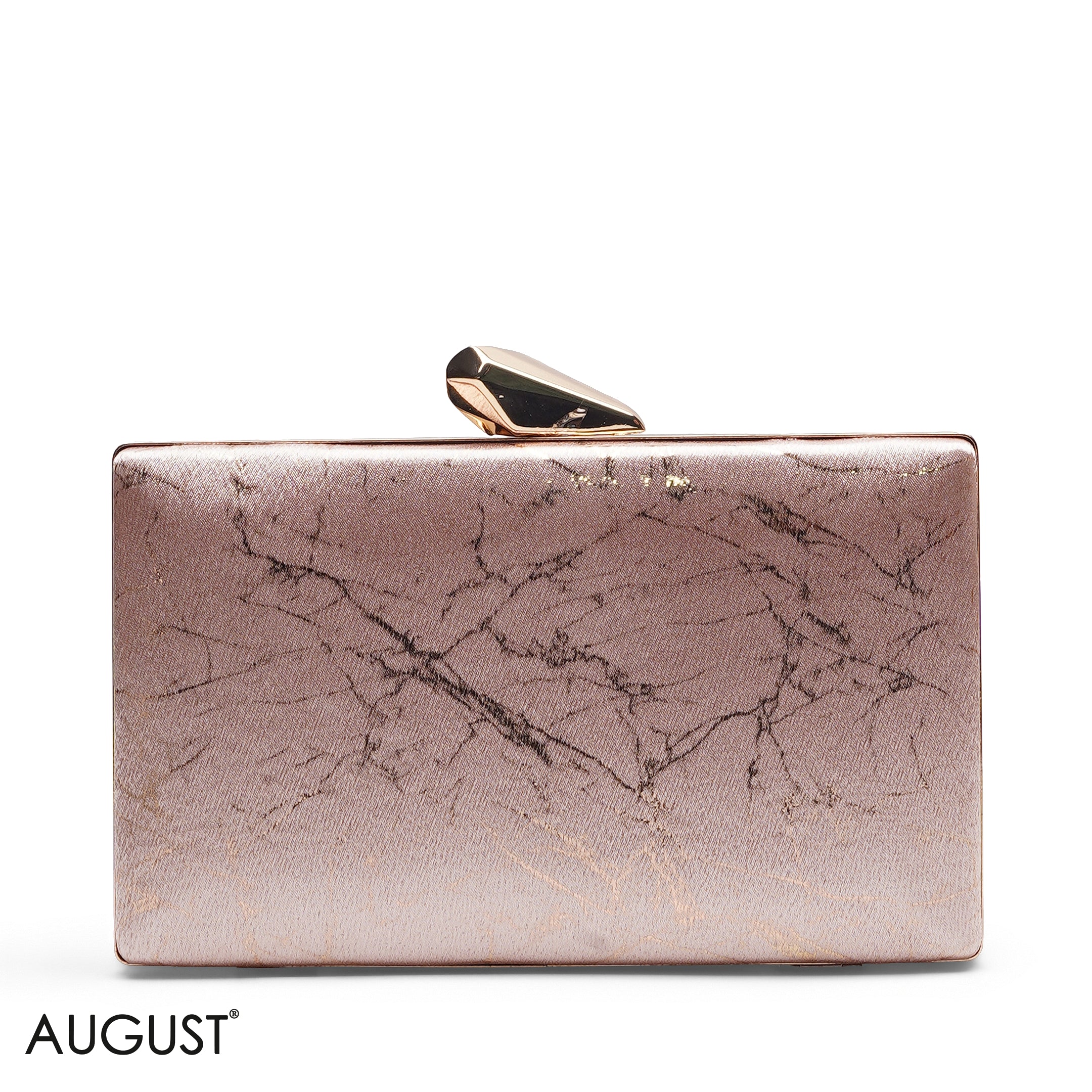 PINK MARBLE PRINT HARD SHELL BOX CLUTCH BAG