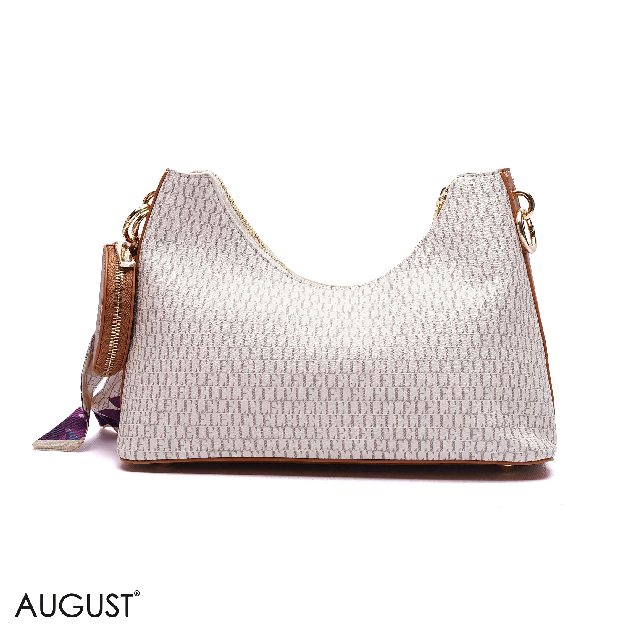 ELEGANT MONOGRAM PRINT SHOULDER BAG