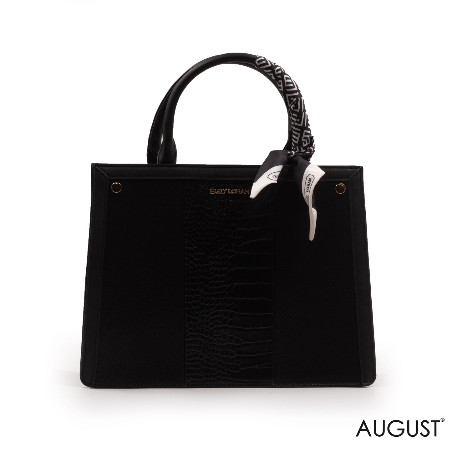 EMILY LORAN LEATHER HANDBAG WITH PATTERN,SCARF -MED