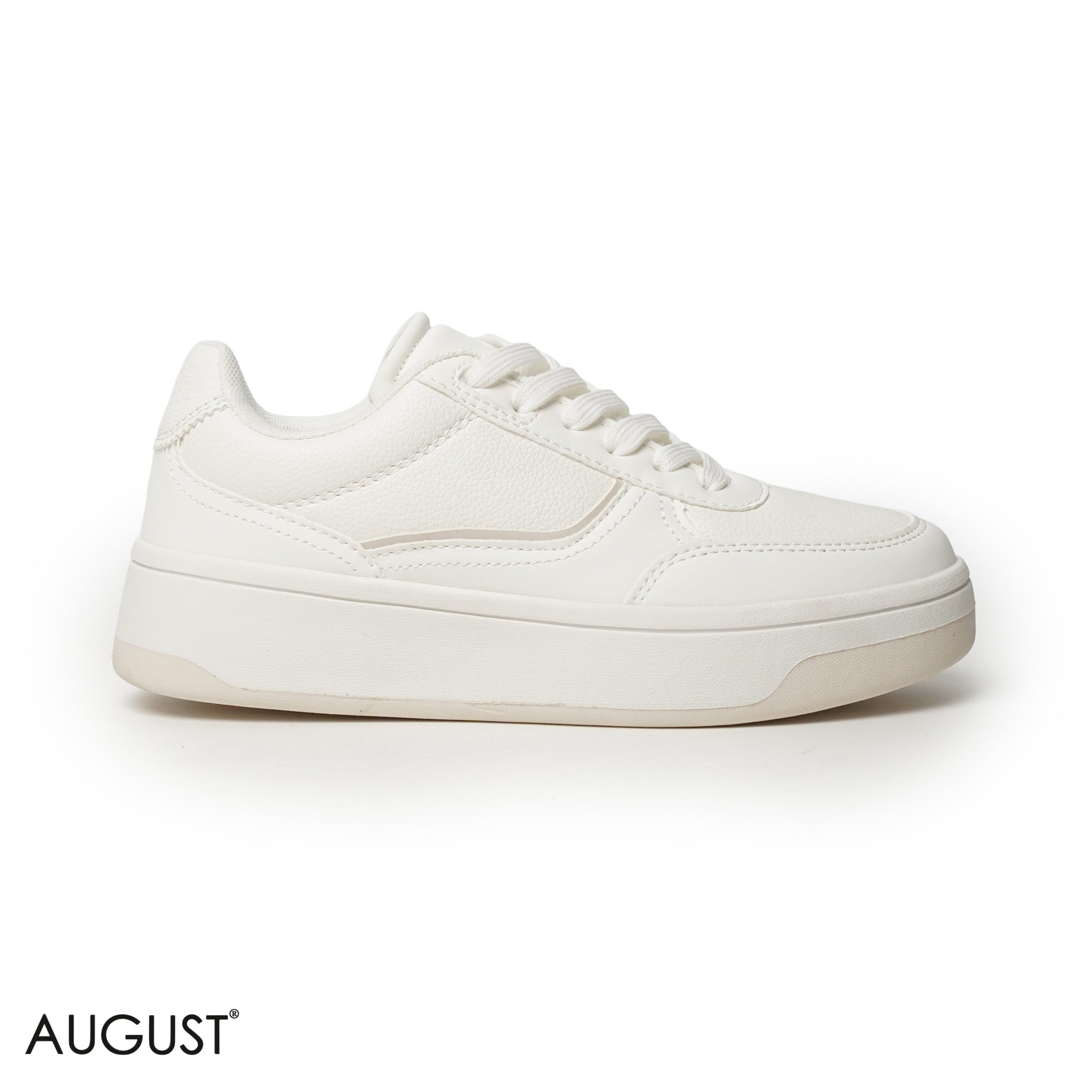 WHITE LEATHER SNEAKERS WITH RUBBER SOLE