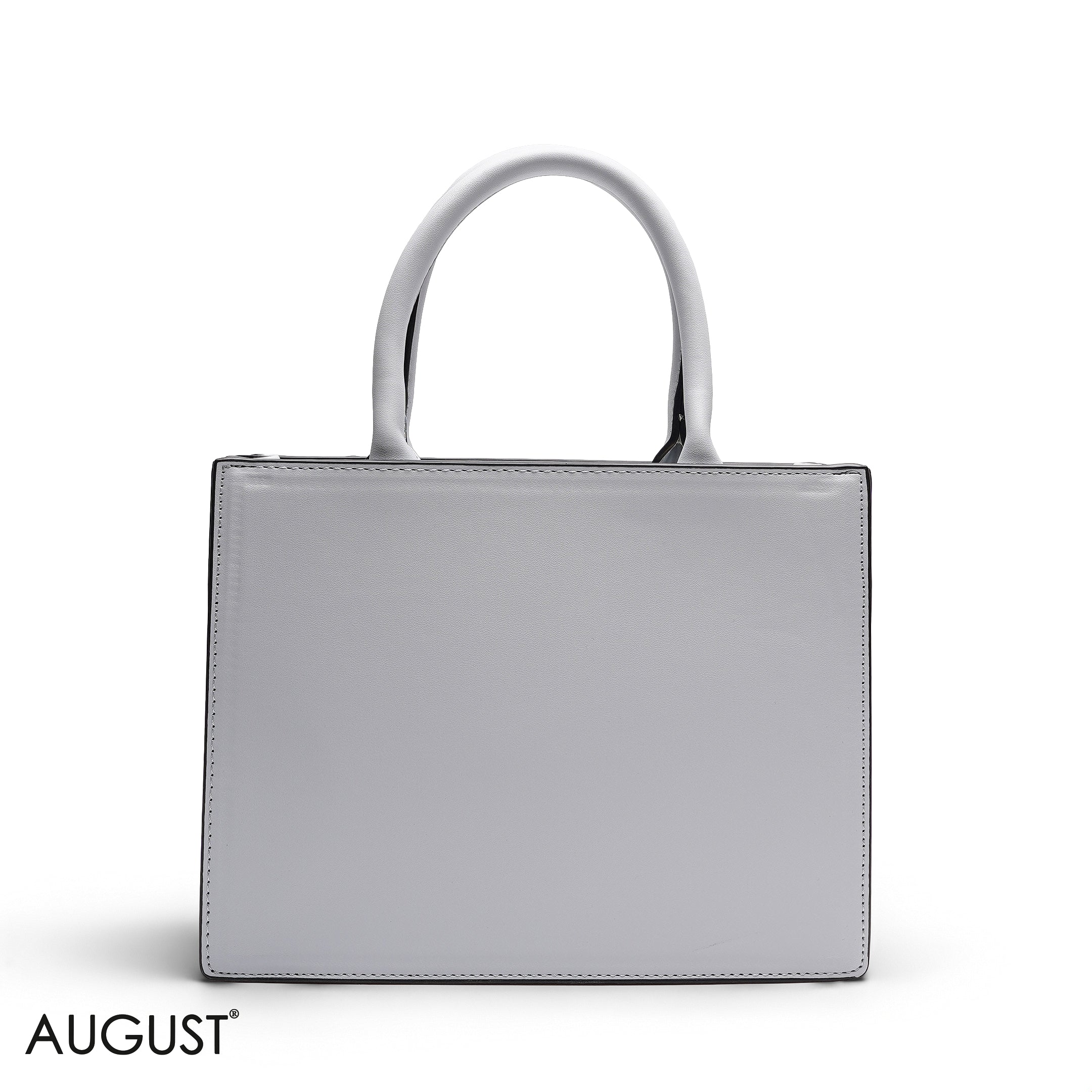 NAVY BLUEE EMBOSSED LOGO SQUARE TOP HANDLE BAG