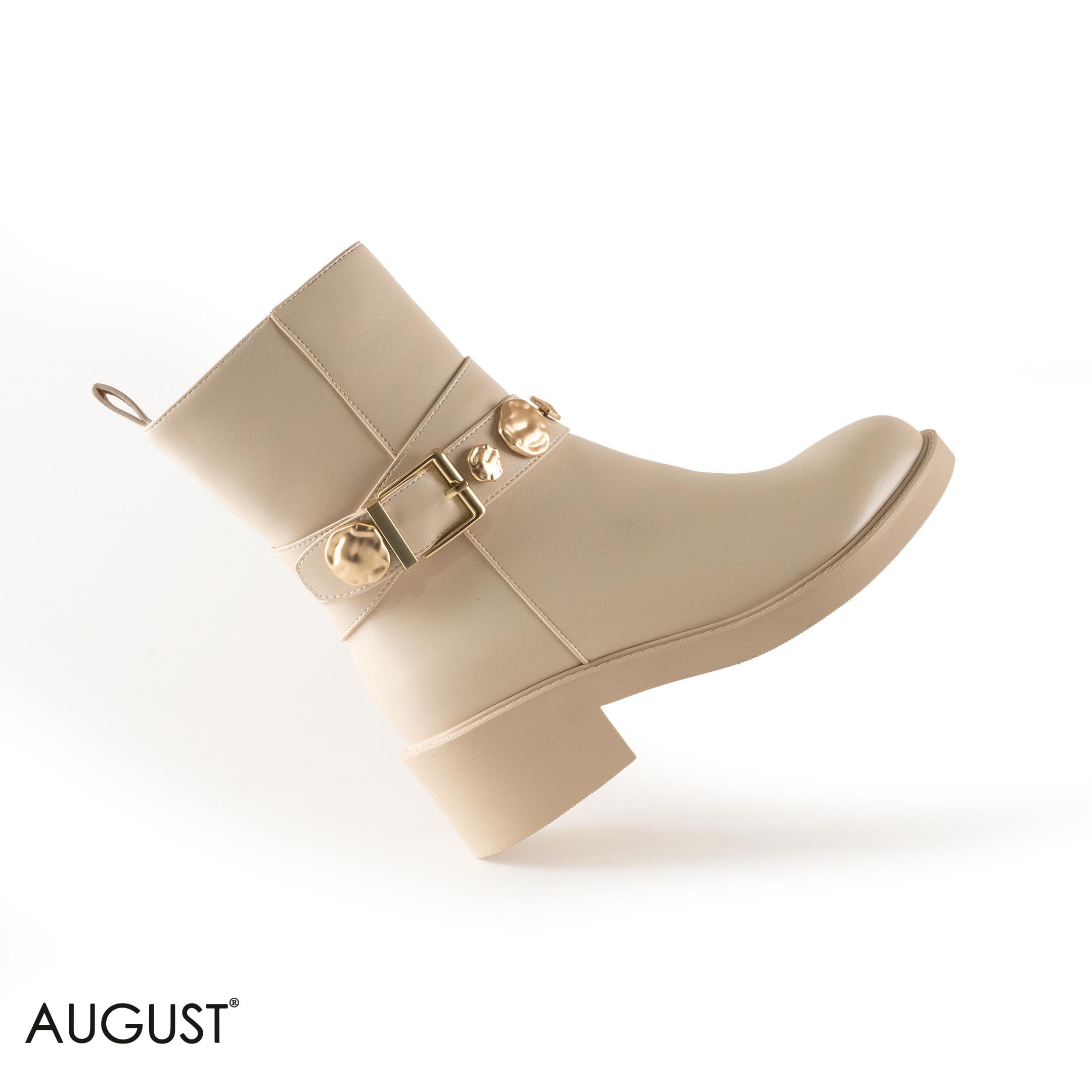 SMOOTH LEATHER BOOT WITH METAL ACCENTS