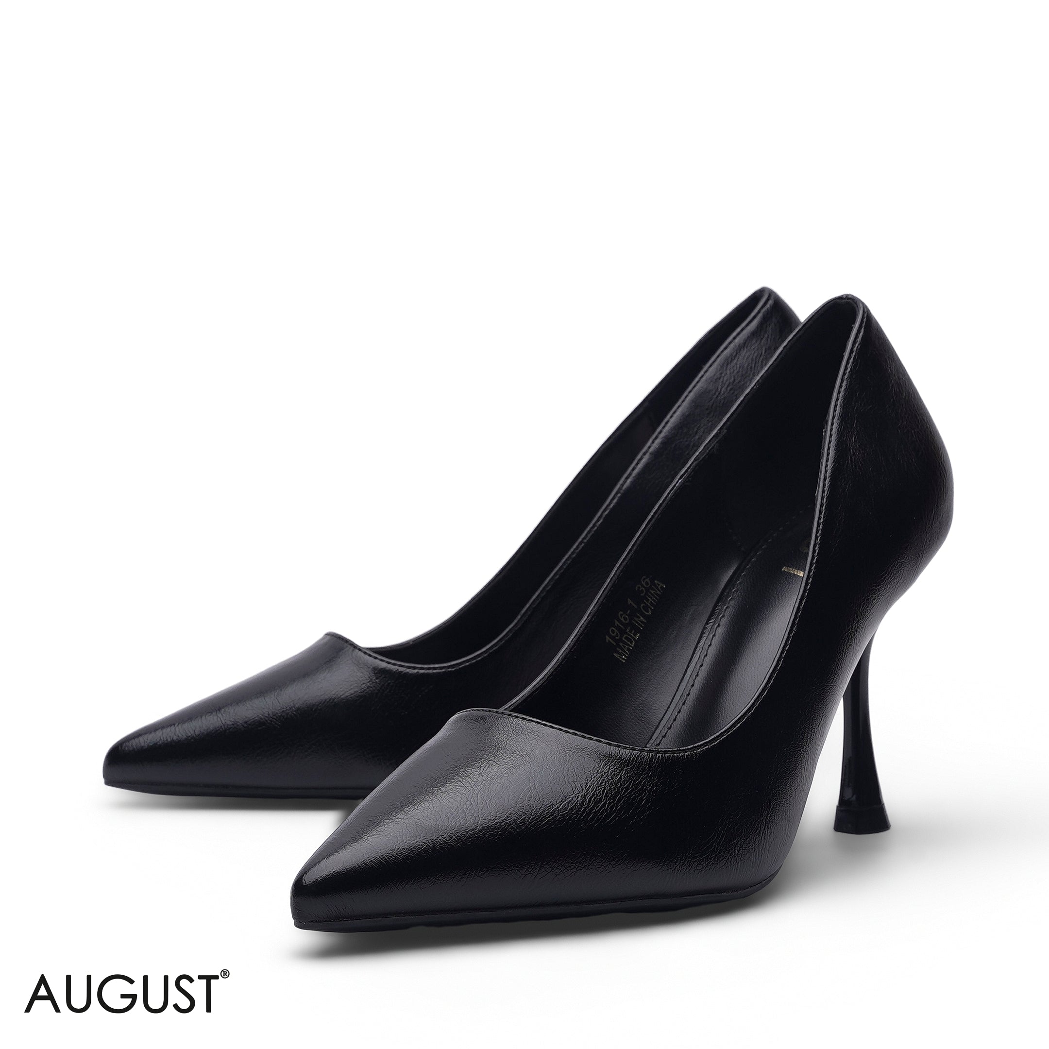 CLASSIC BLACK GLOSSY LEATHER PUMPS HEELS