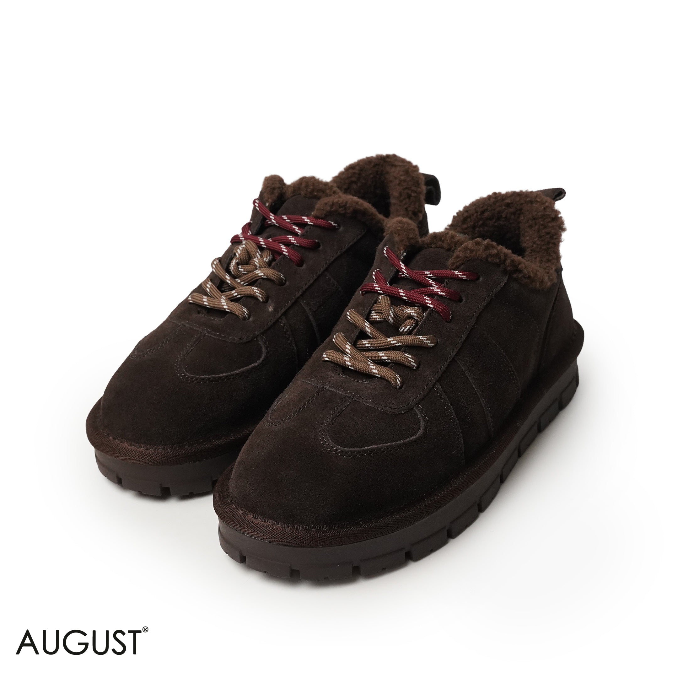 COFFEE SUEDE LEATHER UGGS WITH BOND DETAIL