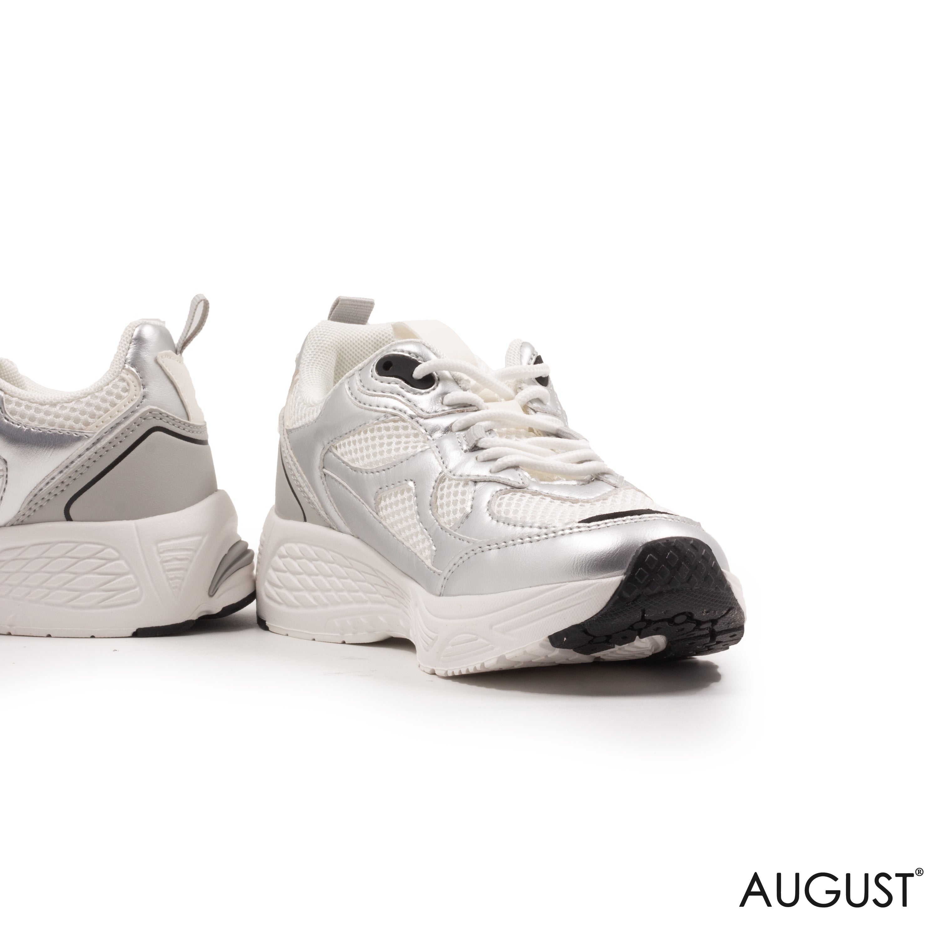 CHUNKY LEATHER SNEAKERS WITH FABRIC DETAIL