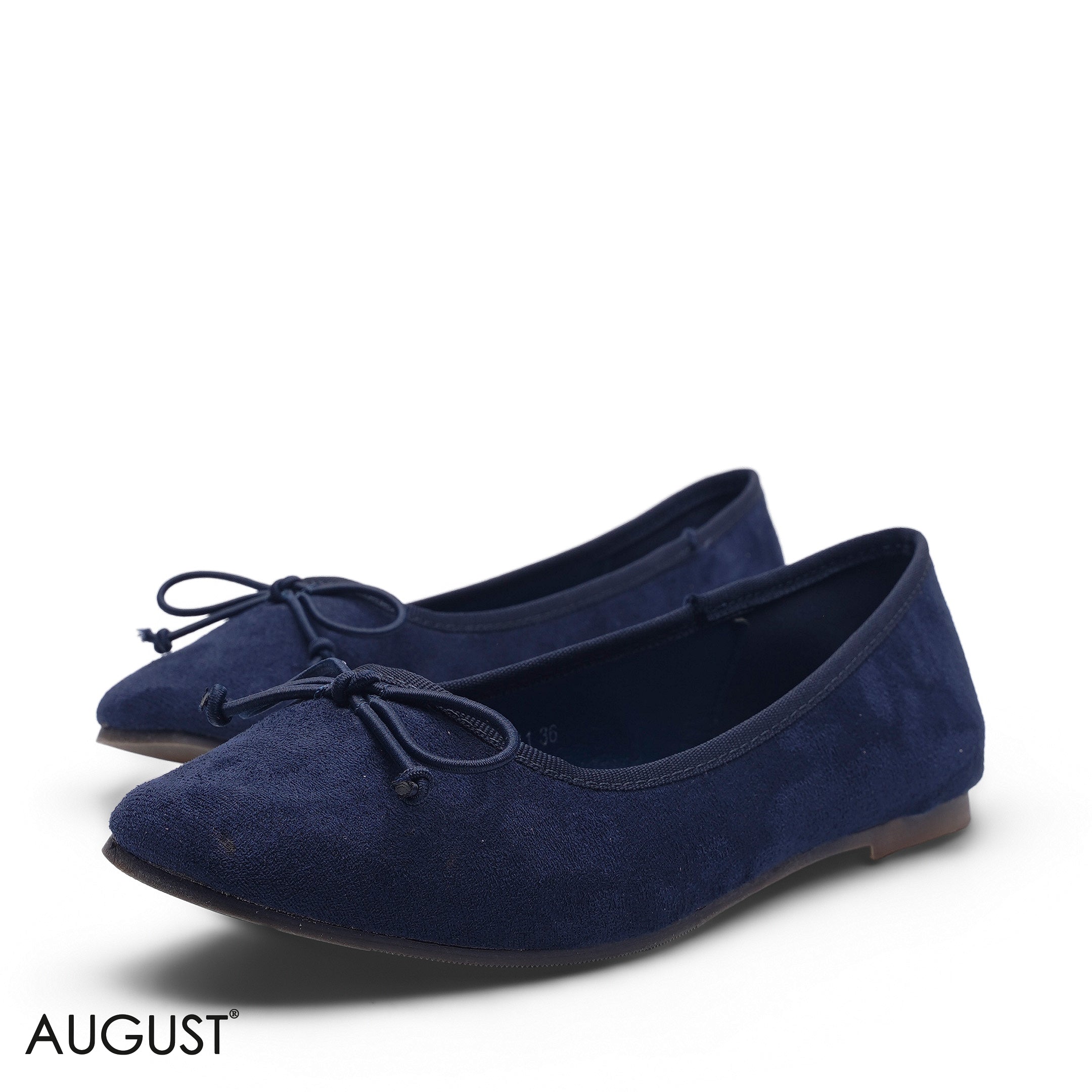 ELEGANT NAVY BLUE SUEDE KNOT FLAT