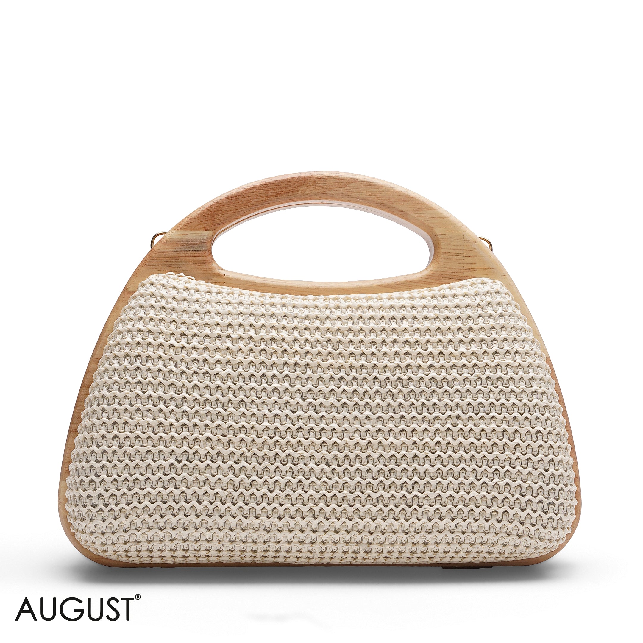 FLORAL EMBROIDERY WOODEN HANDLE CLUTCH