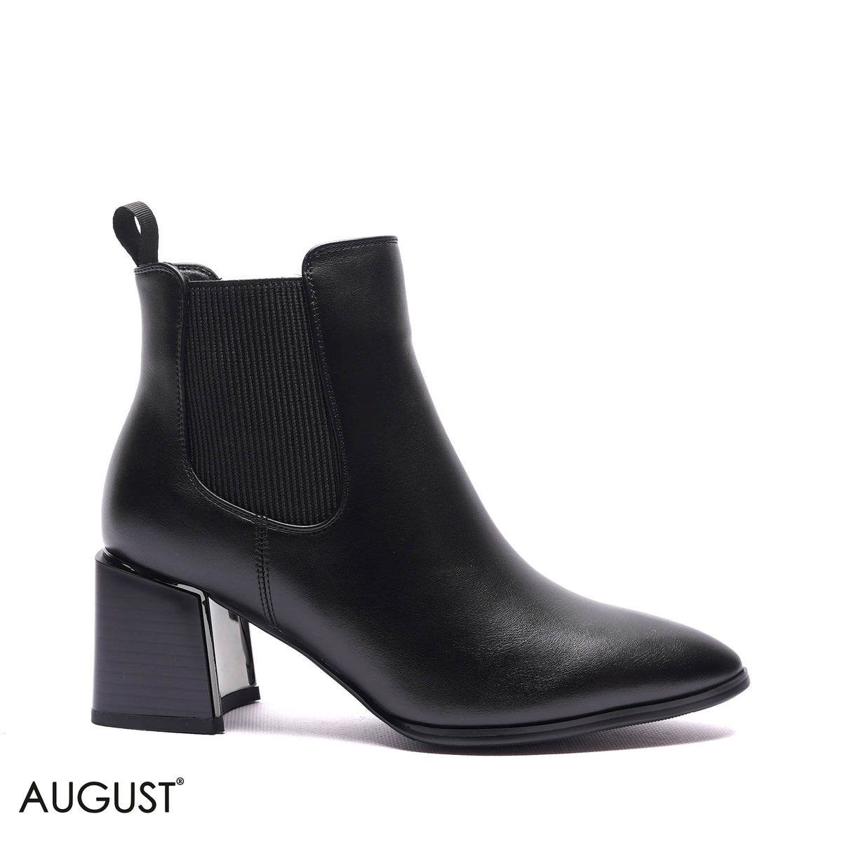 GORE-PANEL POINTED BLOCK HEEL BOOTS