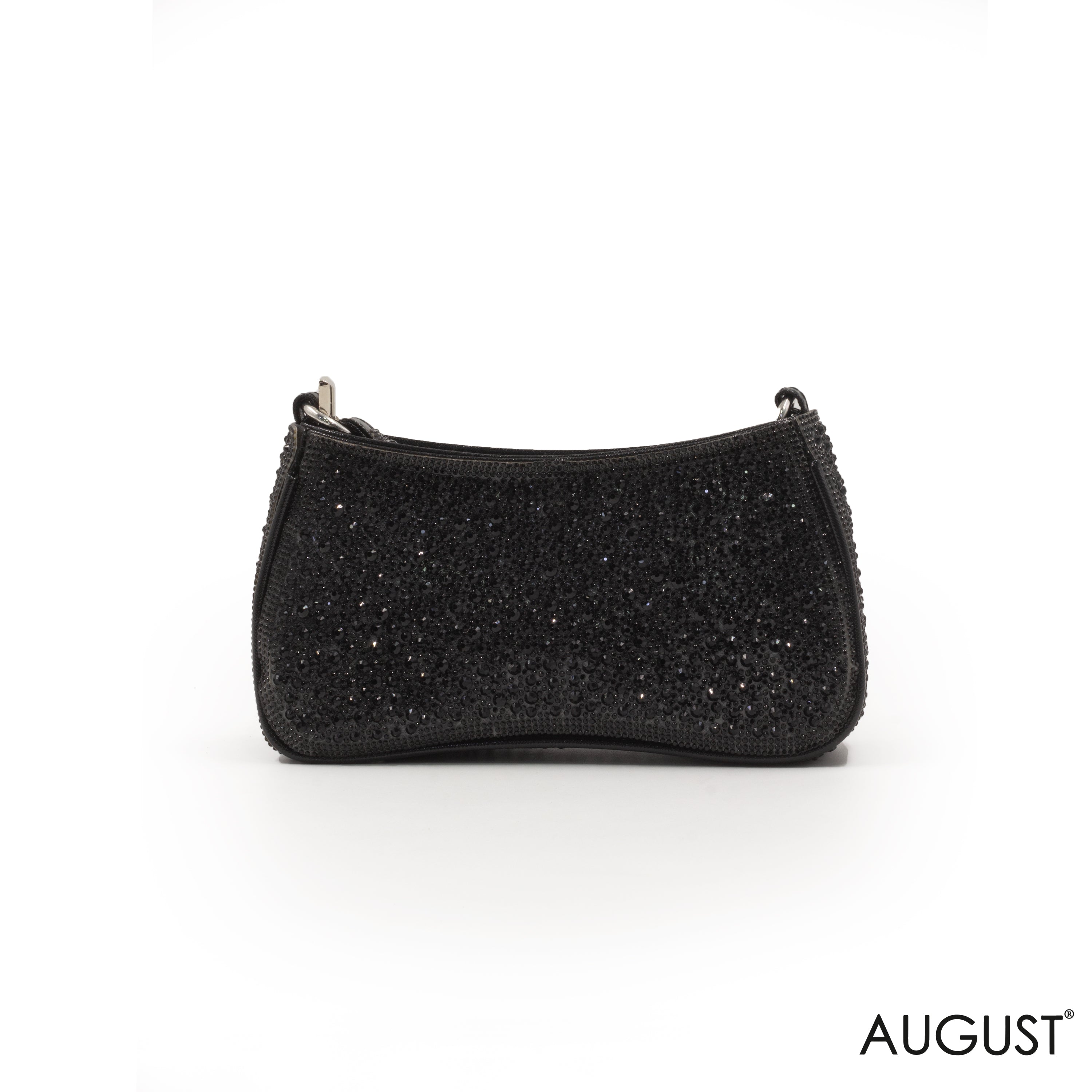 SPARKLING BLACK STUDDED RECTANGULAR CLUTCH