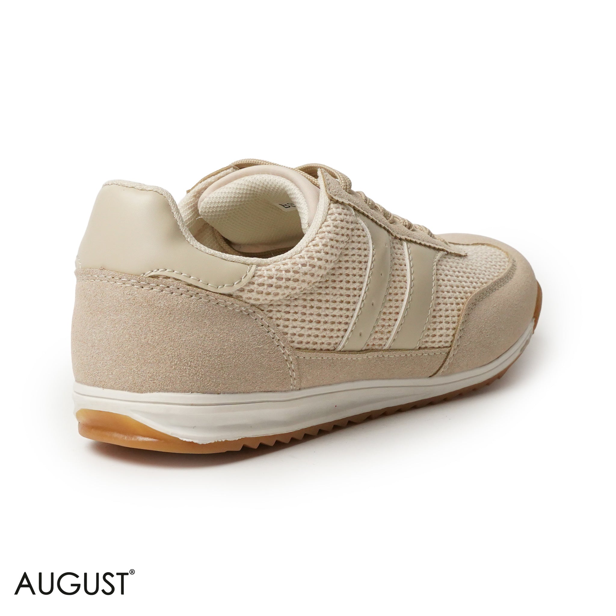BEIGE SUEDE LEATHER SNEAKERS WITH MESH ACCENTS
