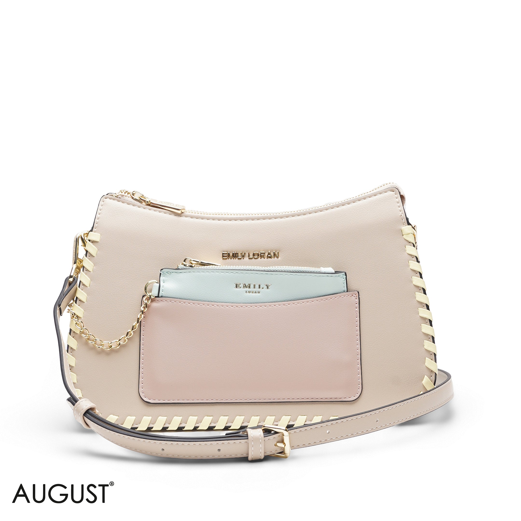 BEIGE BAG WITH HAND STRAP - MED