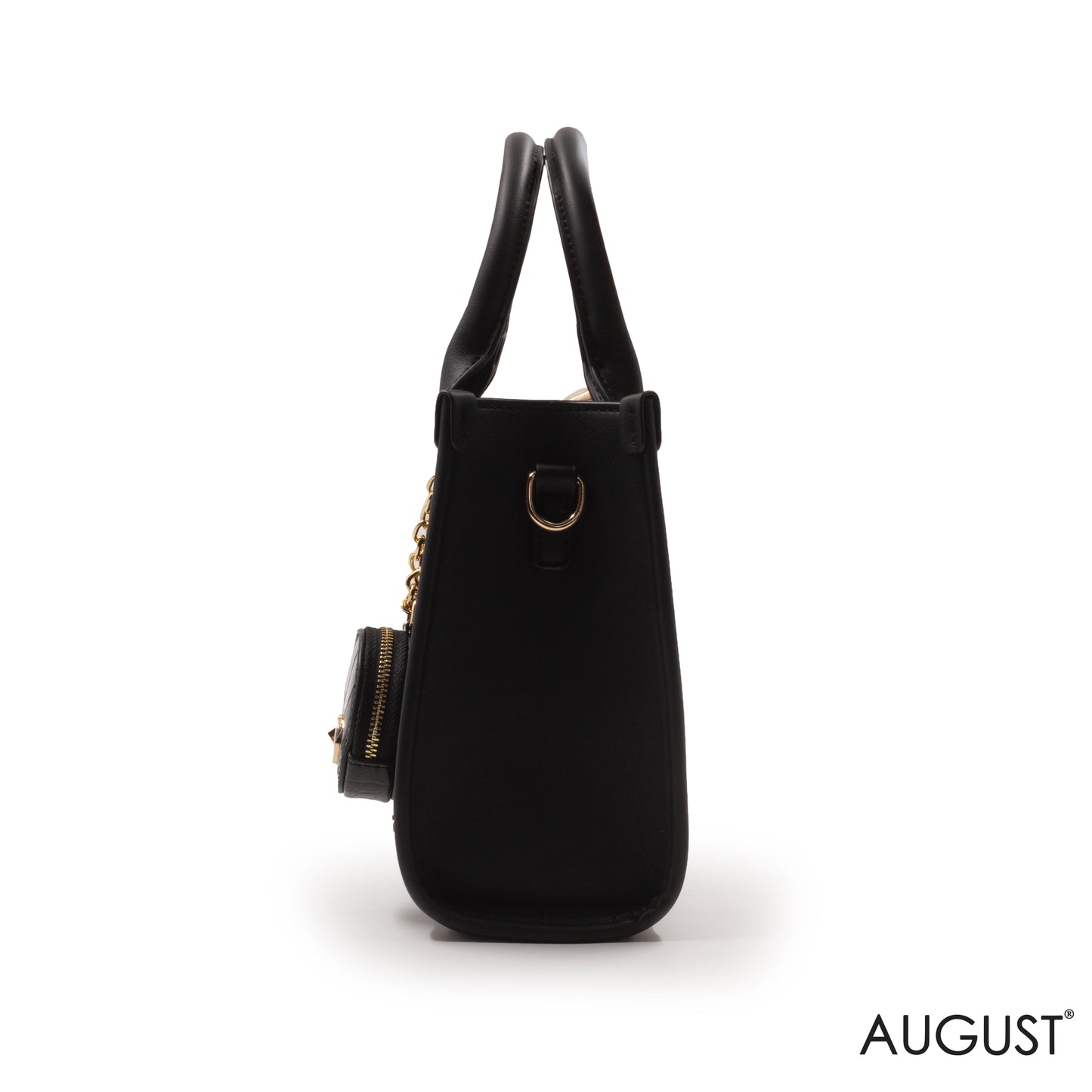 LEATHER HANDBAG WITH SMOOTH CROC DETAILS- SMALL