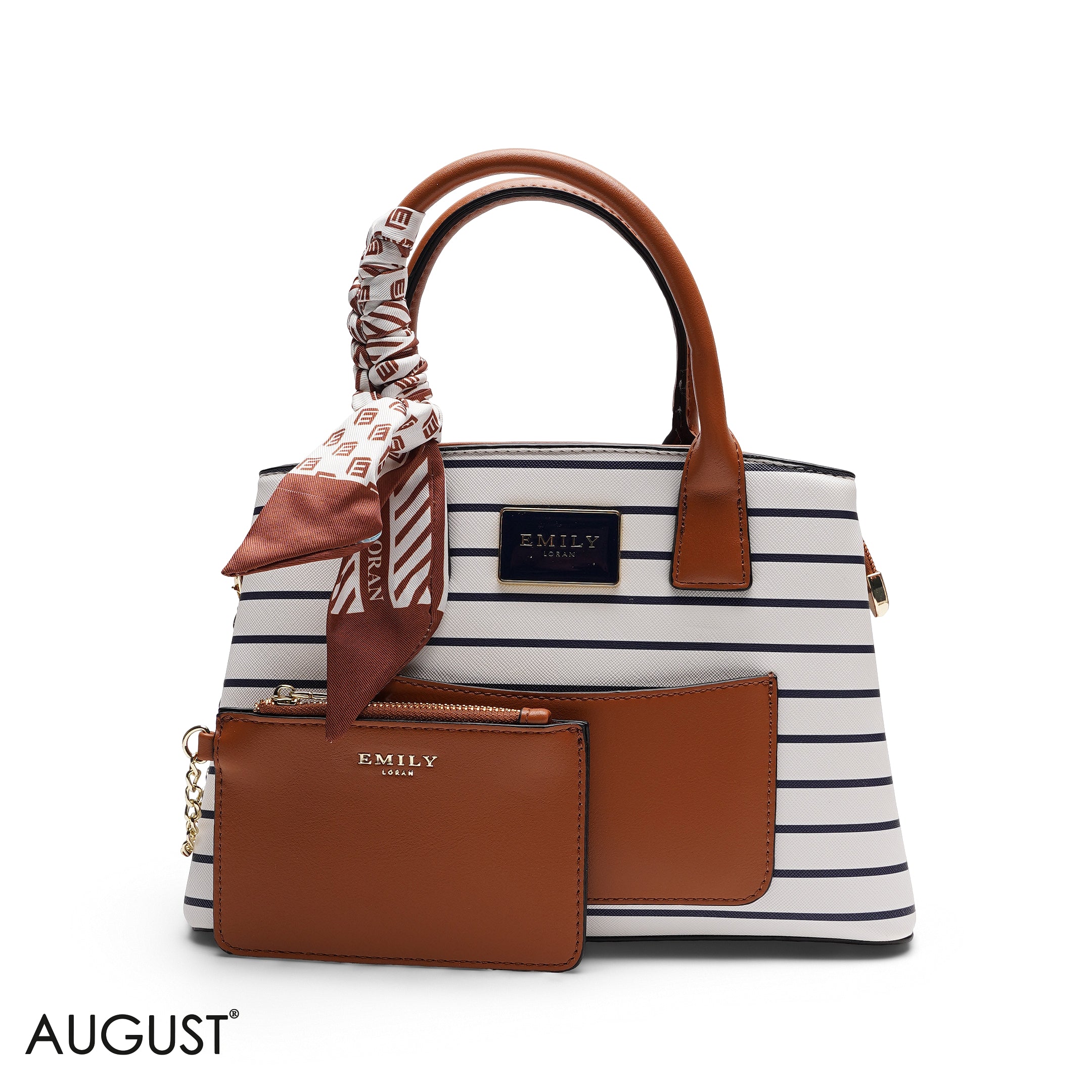 CHIC SATCHEL WITH POUCH AND SIGNATURE SCARF BAG