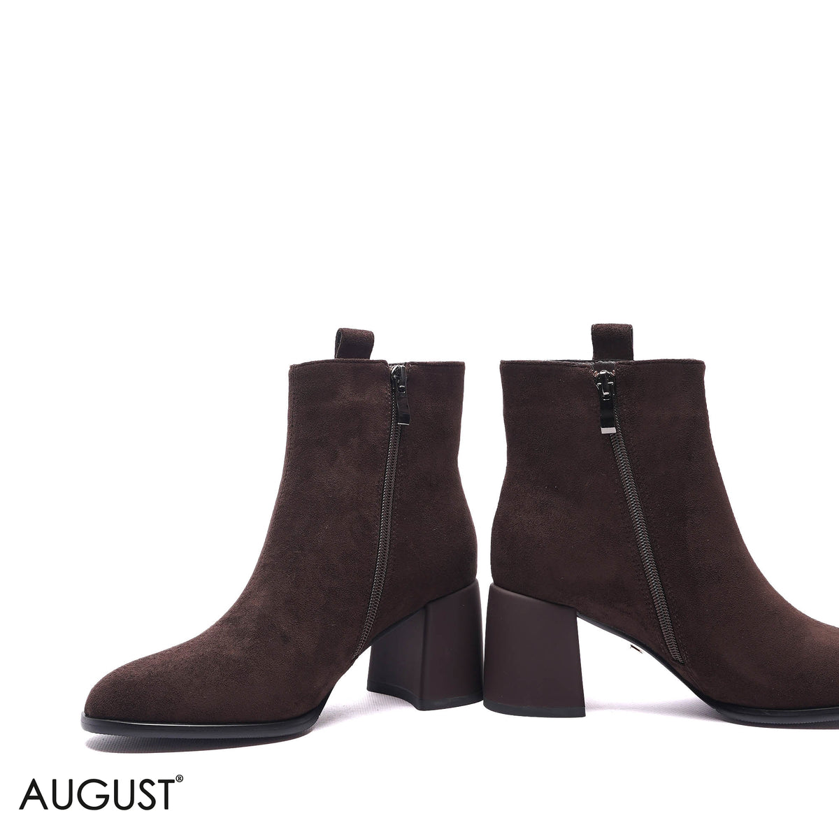 SIDE-ZIP SUEDE BLOCK HEEL BOOTS
