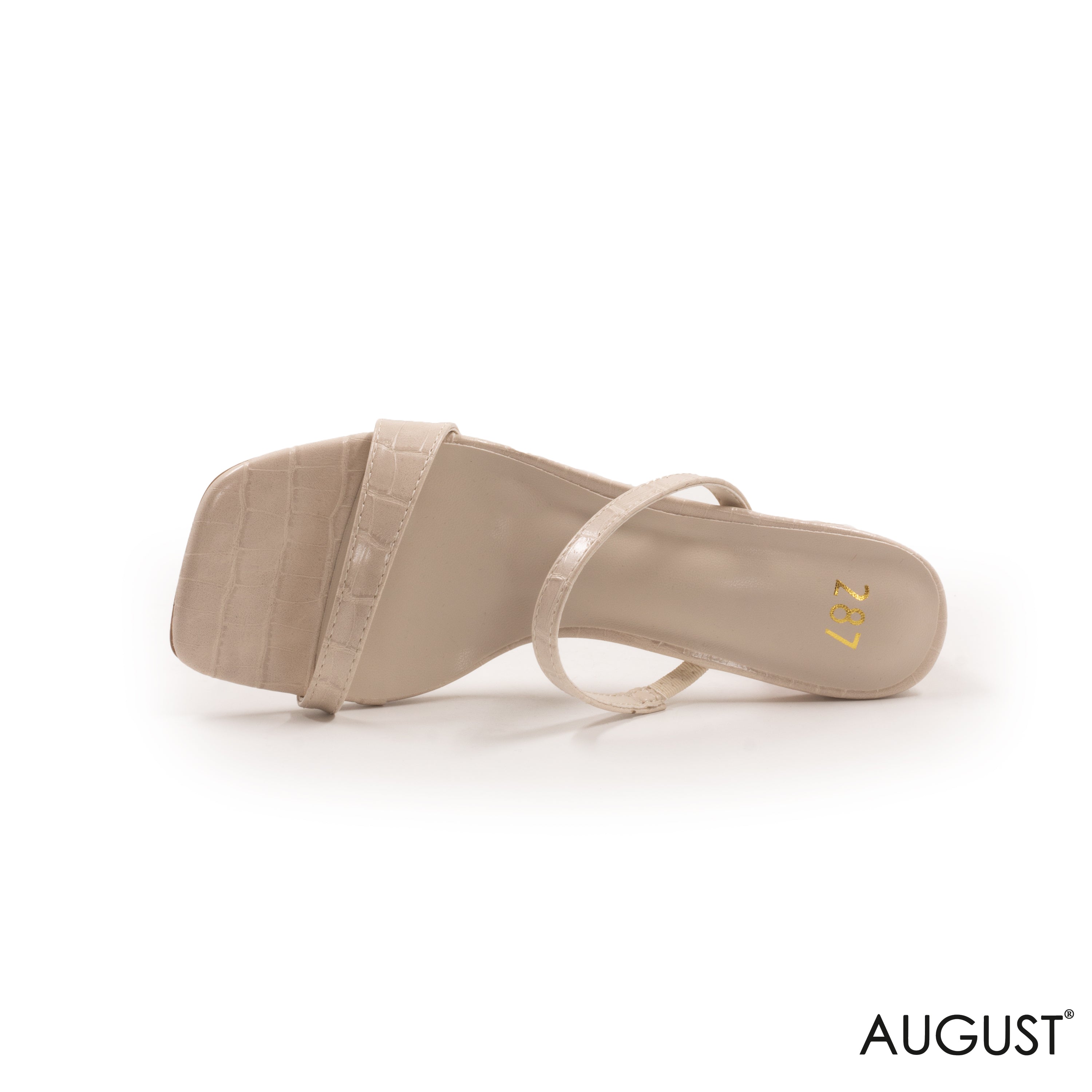 BEIGE STRAPS CROC HEELED SABO