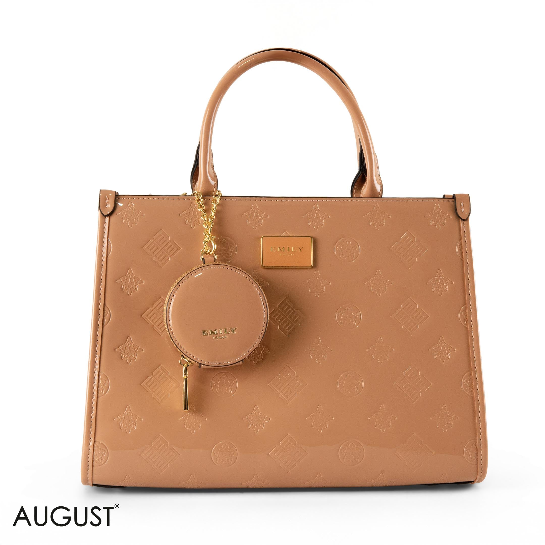 CLASSIC GLOSSY LEATHER PATTERNED HANDBAG - LARGE