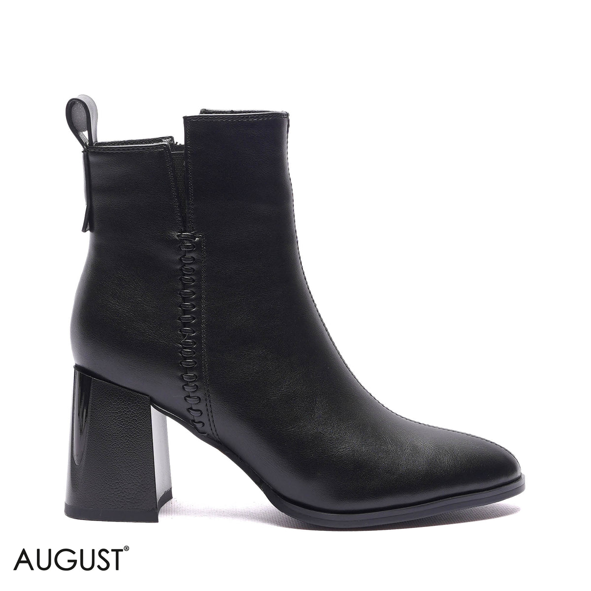 BRAIDED DETAIL BLOCK HEEL ANKLE BOOTS