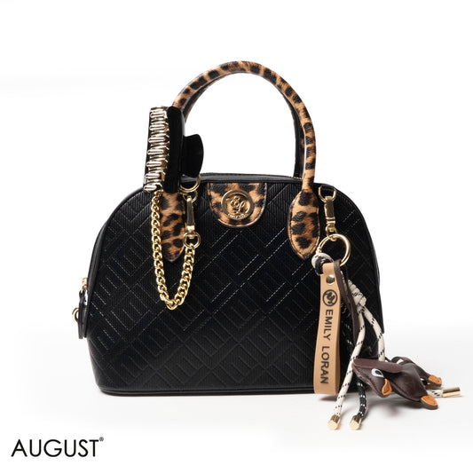 EMILY LORAN EMBOSSED LEATHER HANDBAG WITH ACCESSORIES - MED