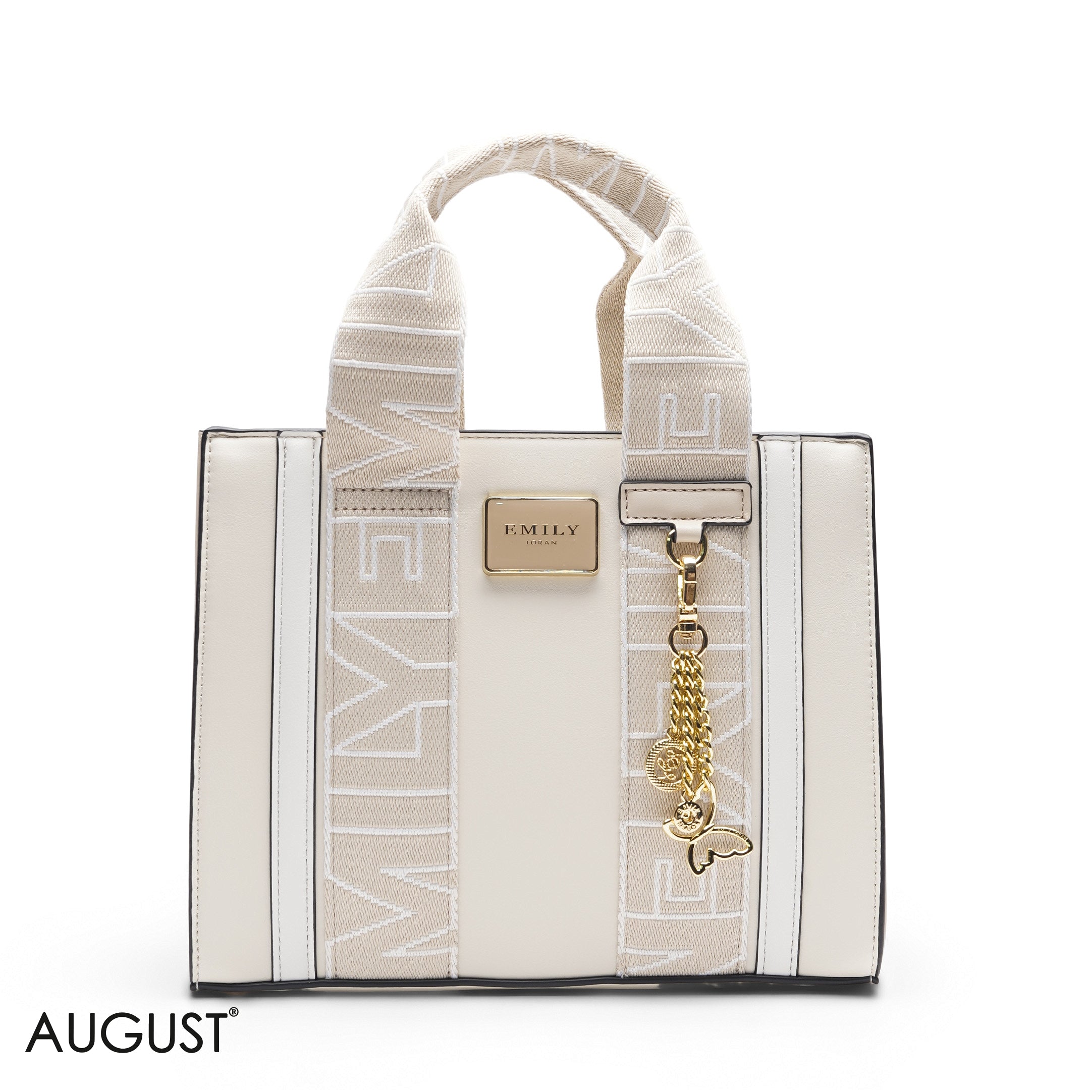 BEIGE TOTE BAG WITH SCARF HANDLE - MED