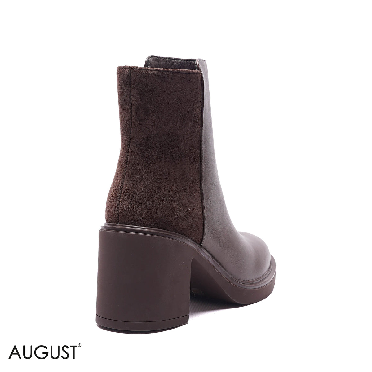 MIXED-MEDIA PLATFORM BLOCK HEEL BOOTS