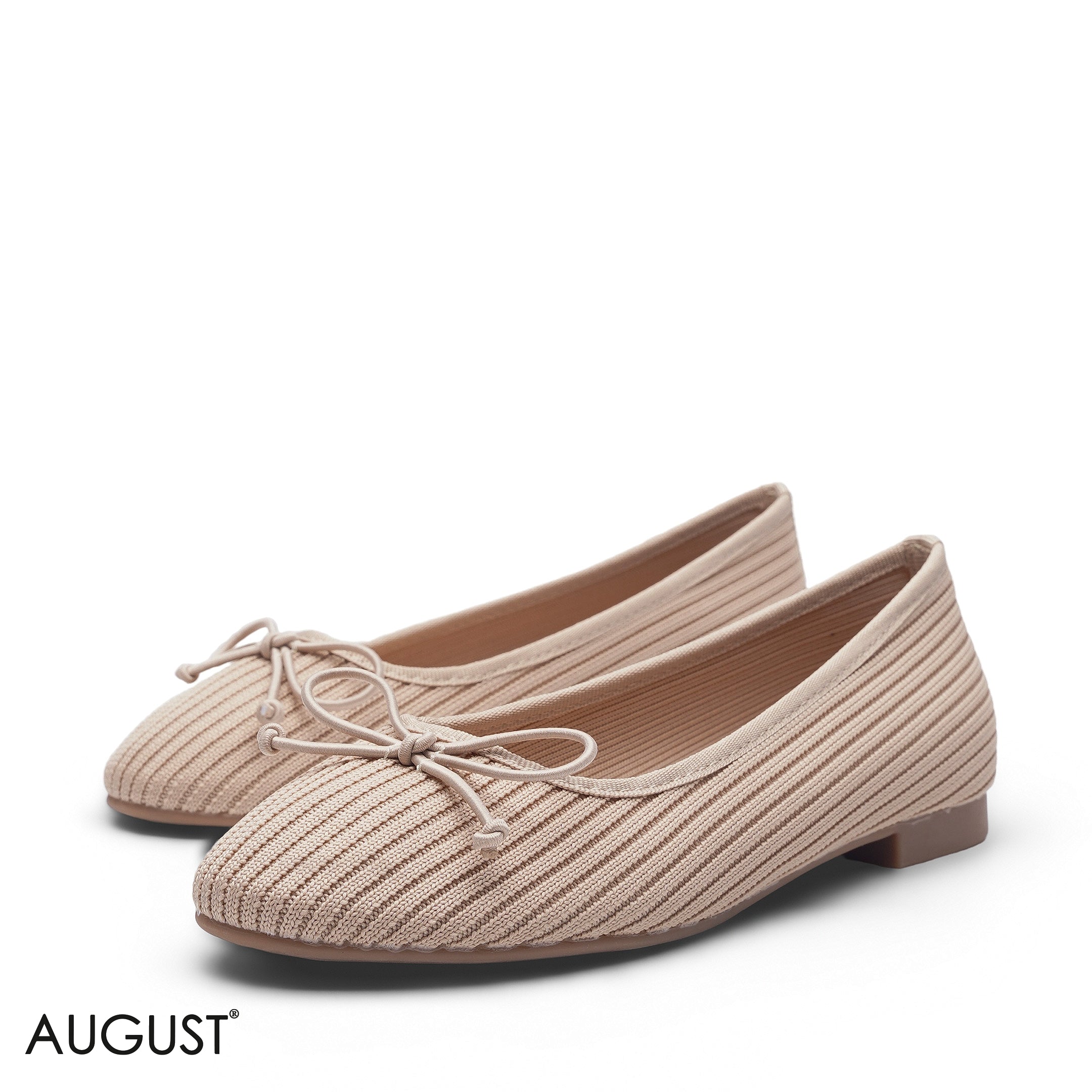 ELEGANT BEIGE KNIT BOW FLAT