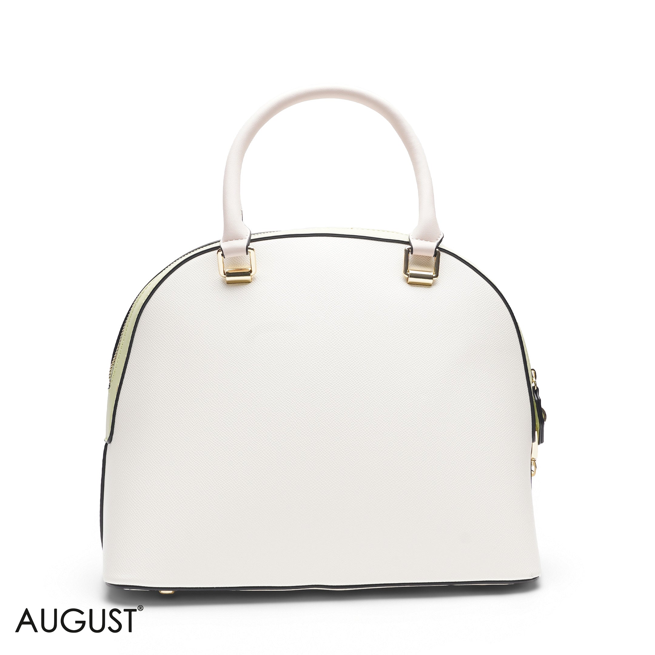 WHITE & YELLOW DOME BAG WITH PINK FLORAL PRINT - LARGE