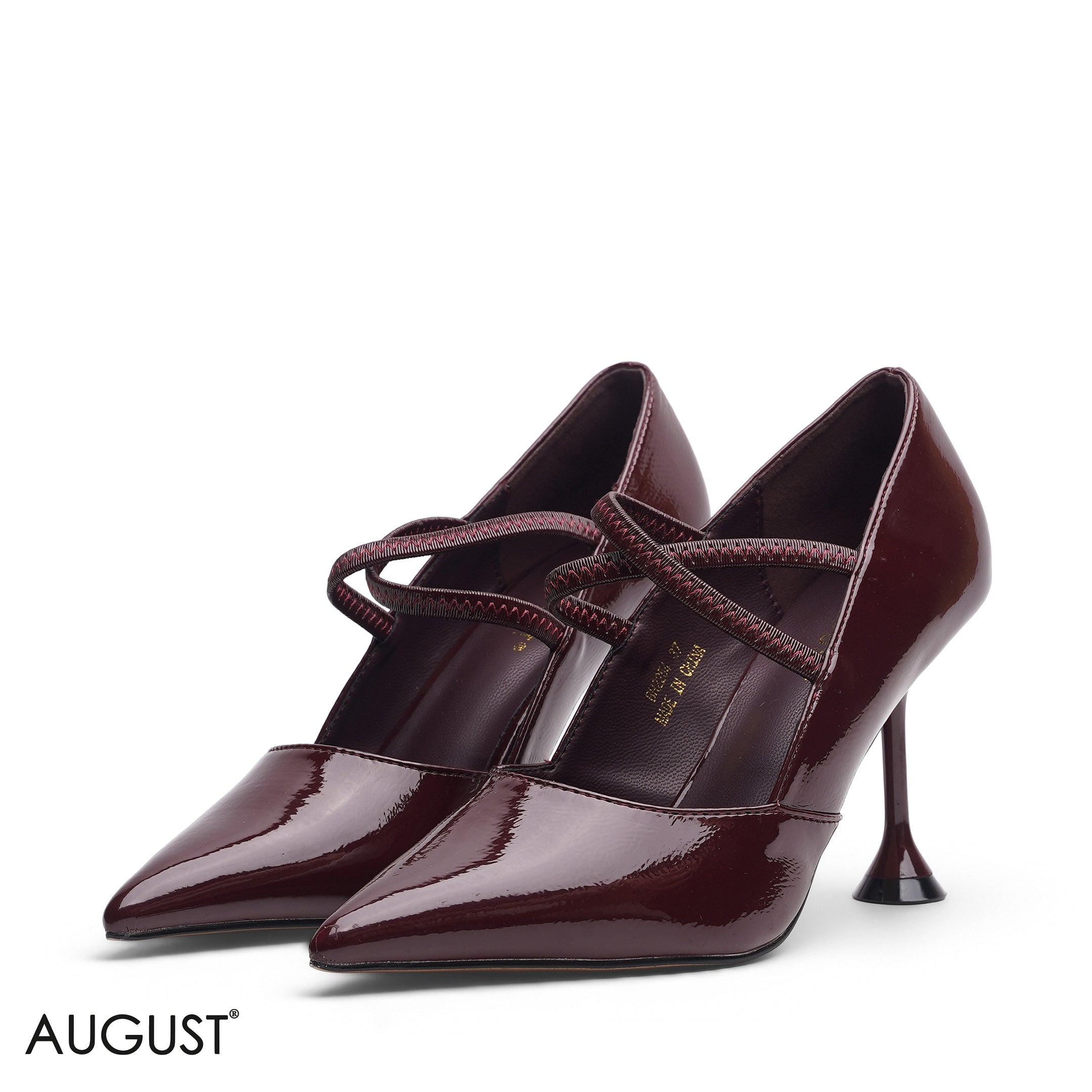 BURGUNDY PATENT LEATHER STRAPPY HEELS