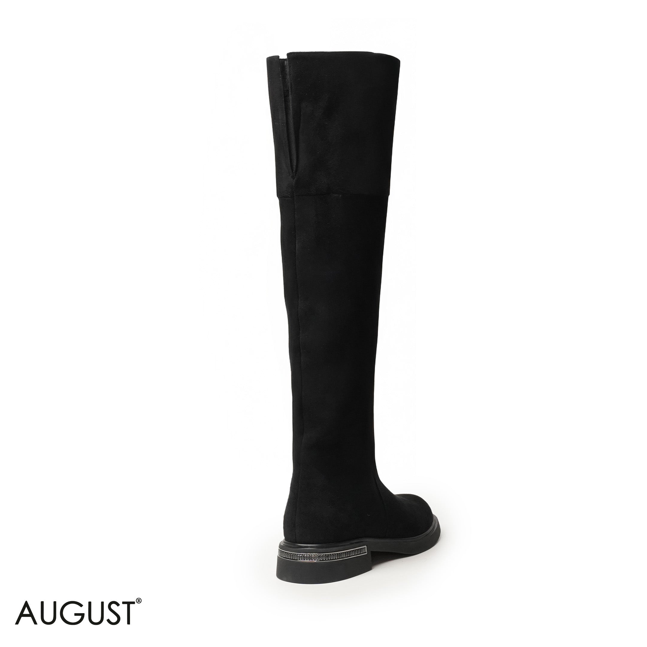 CHAMOIS LEATHER KNEE-HIGH BOOTS WITH SIDE ZIPPER