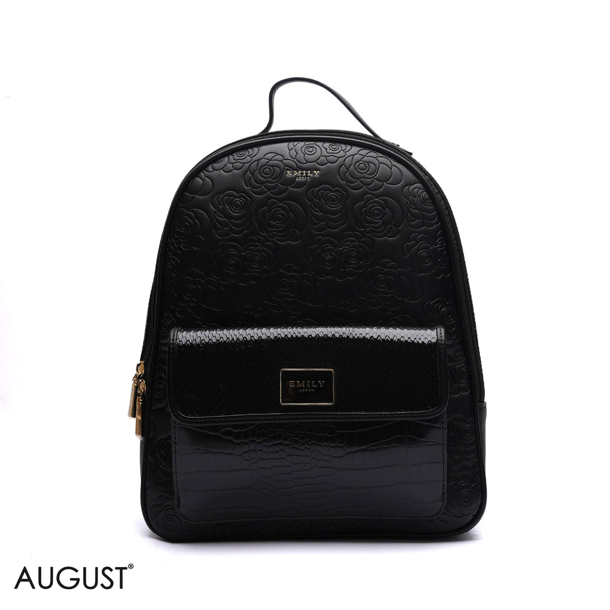 EMBOSSED FLORAL BACKPACK WITH FRONT FLAP POCKET